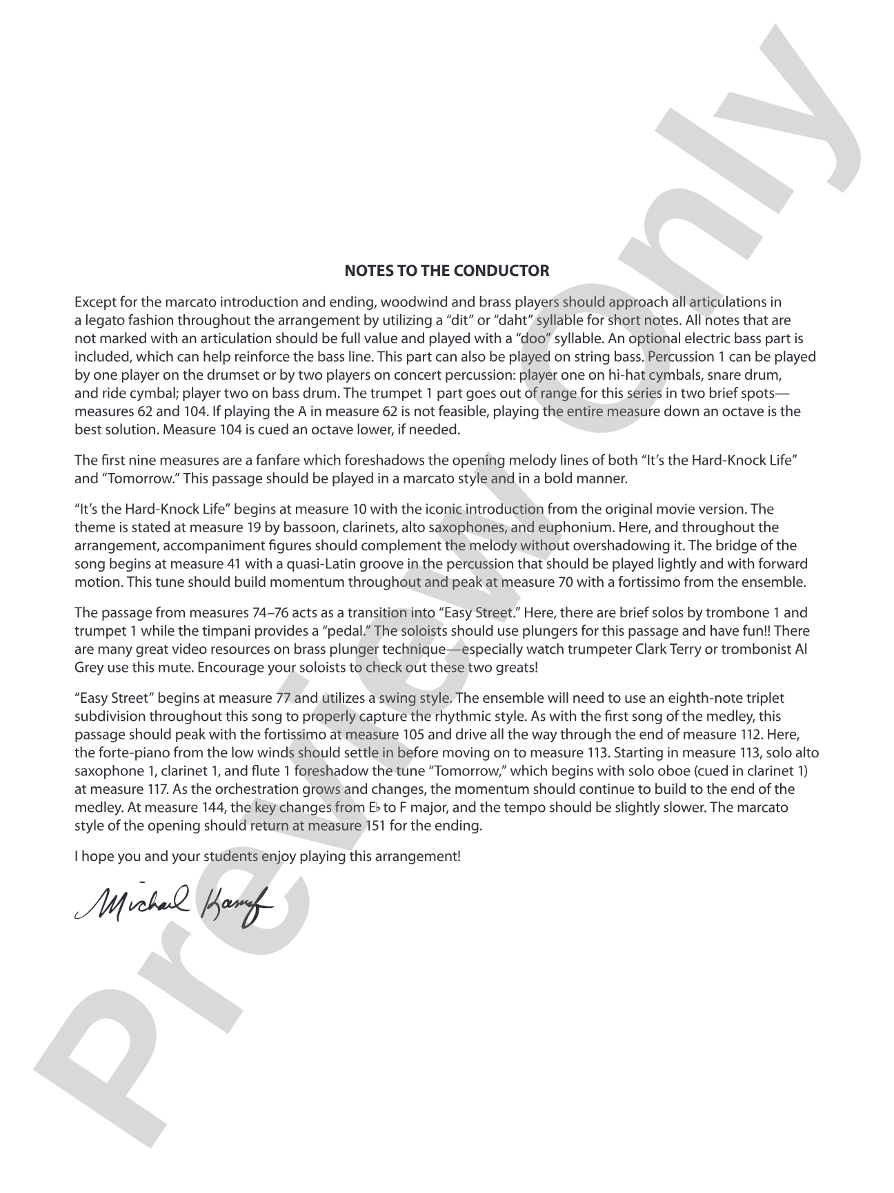 Annie: Concert Band Conductor Score & Parts