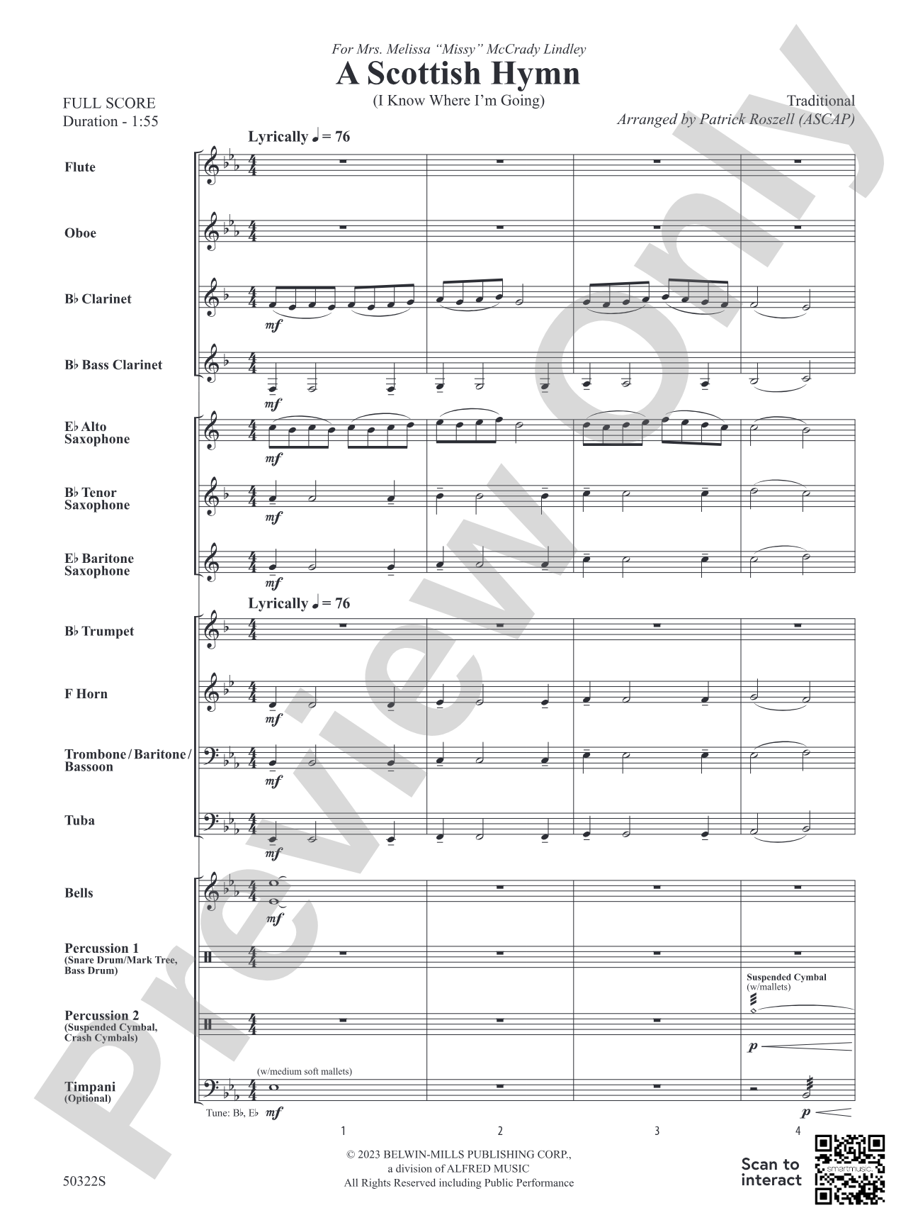 A Scottish Hymn: Concert Band Conductor Score & Parts