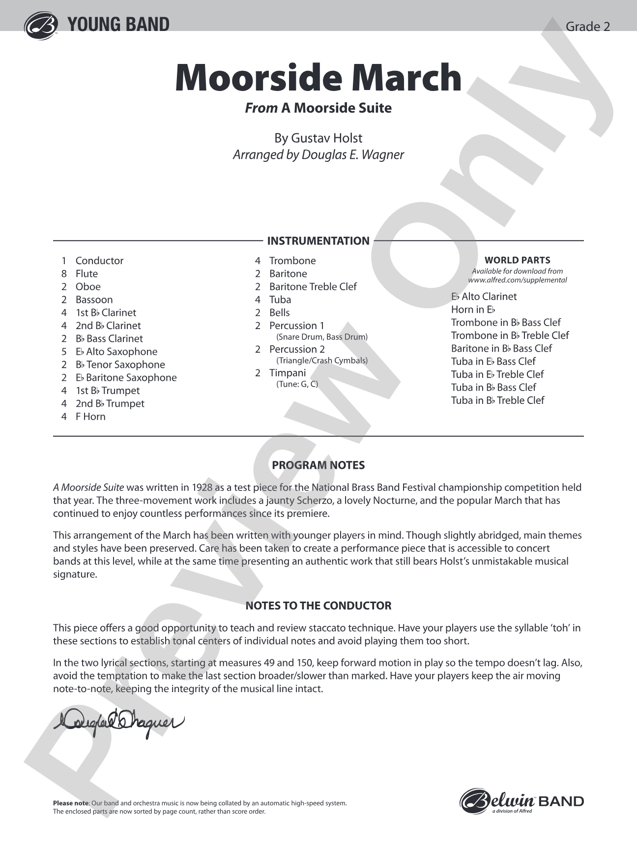 Moorside March: Concert Band Conductor Score & Parts