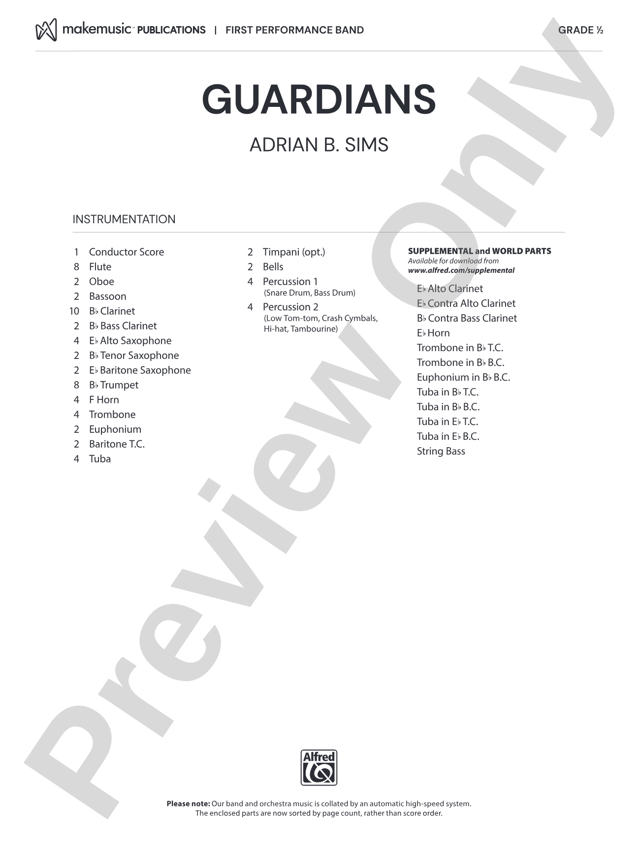 Guardians: Concert Band Conductor Score & Parts