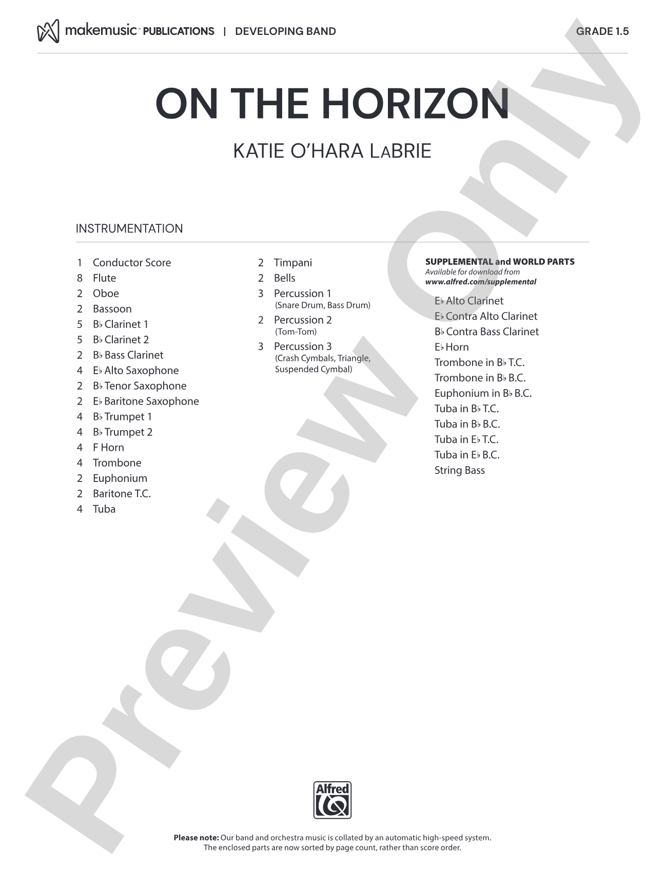 On the Horizon: Concert Band Conductor Score & Parts