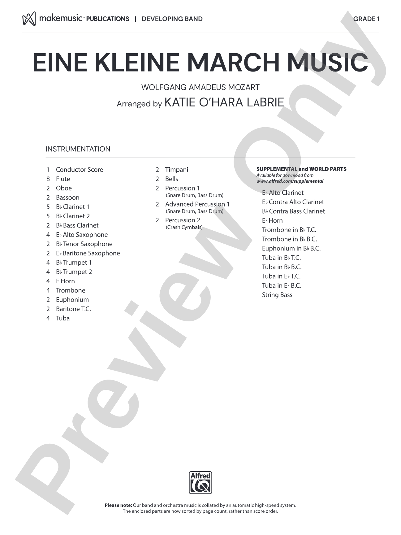 Eine Kleine March Music: Concert Band Conductor Score & Parts