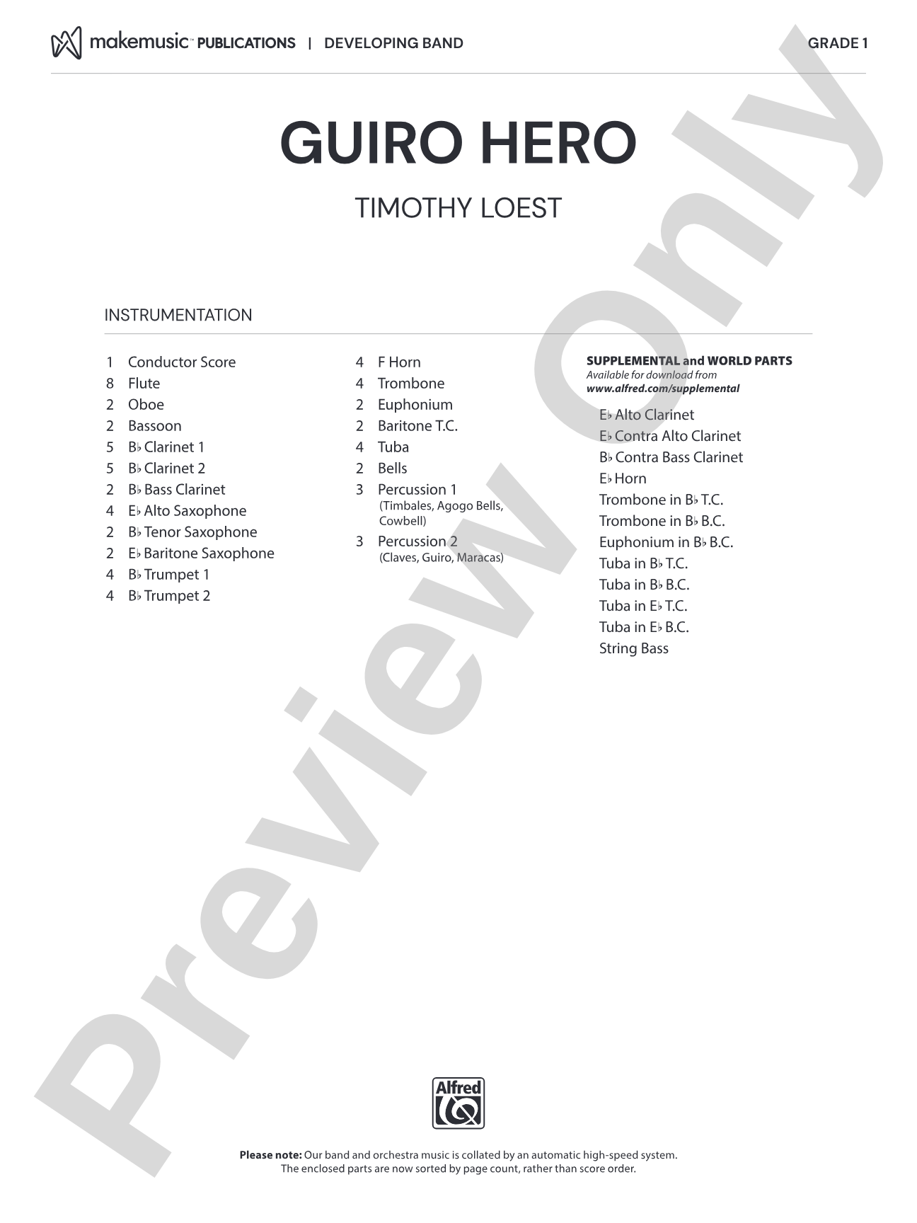 Guiro Hero: Concert Band Conductor Score & Parts