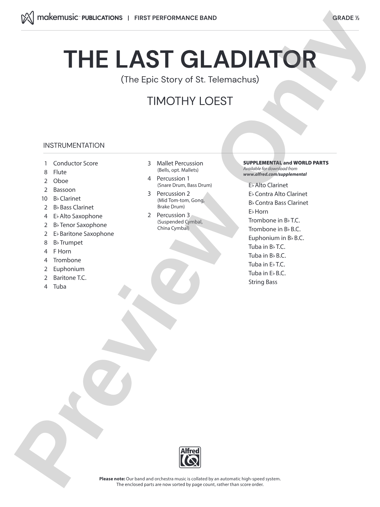 The Last Gladiator: Concert Band Conductor Score & Parts