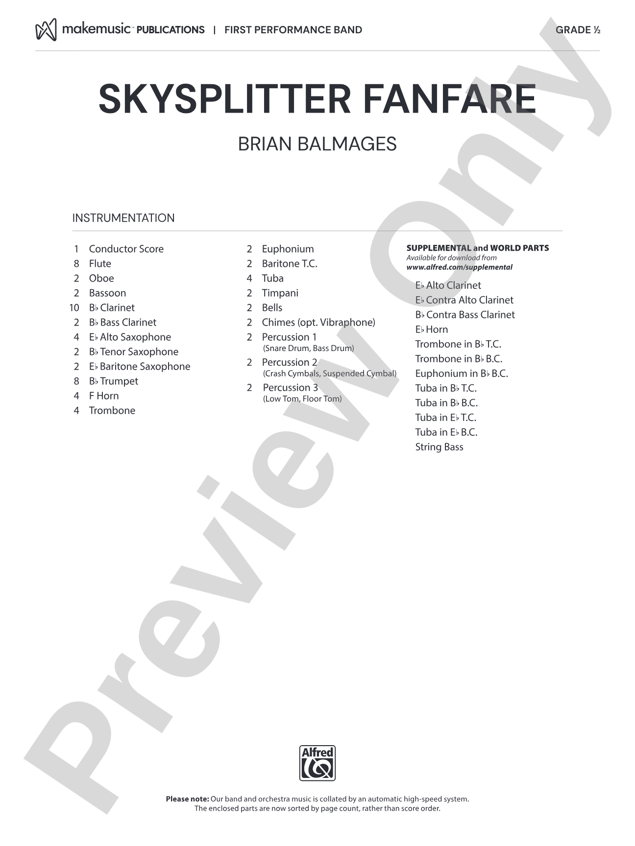Skysplitter Fanfare: Concert Band Conductor Score & Parts