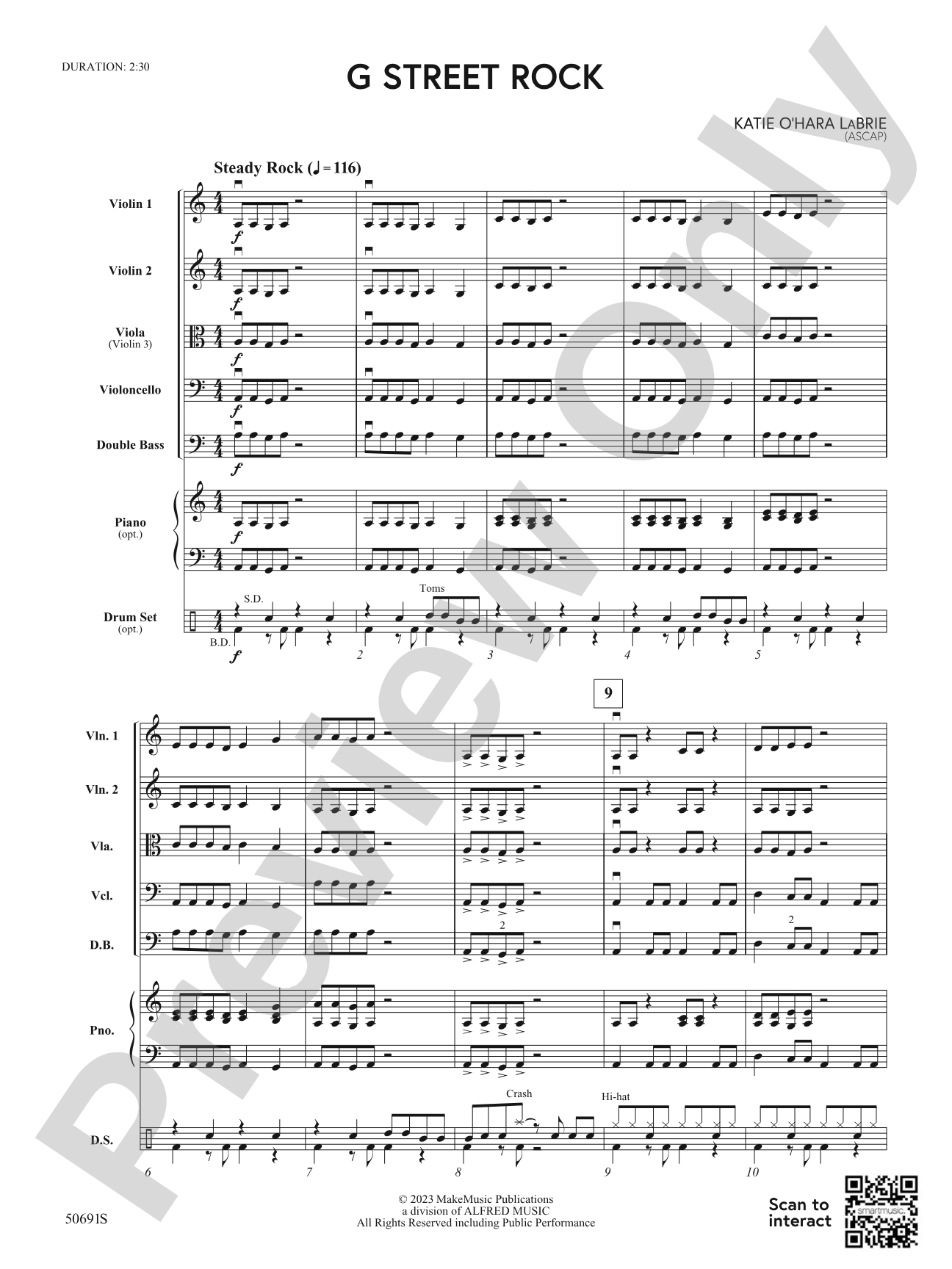 G Street Rock: String Orchestra Conductor Score & Parts