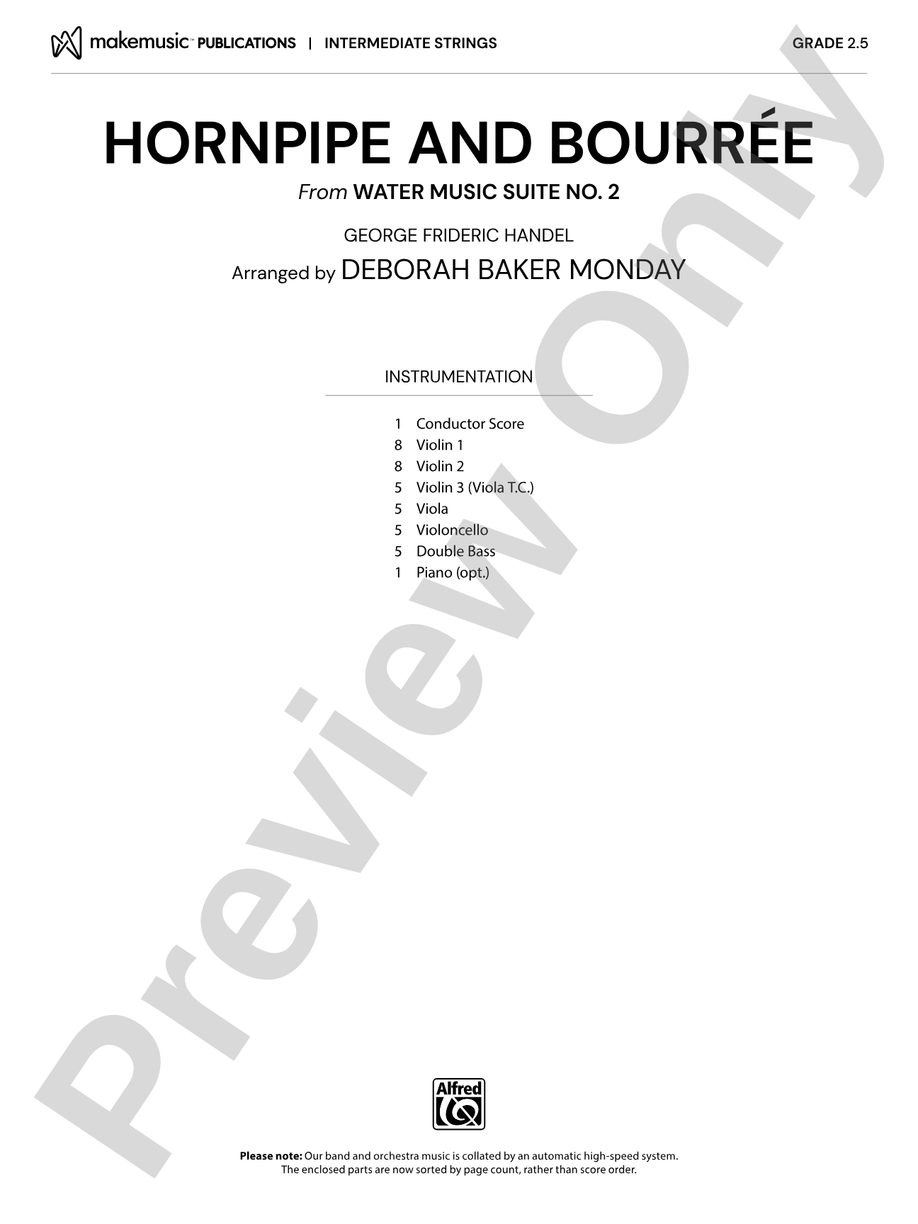 Hornpipe and Bourrée: String Orchestra Conductor Score & Parts