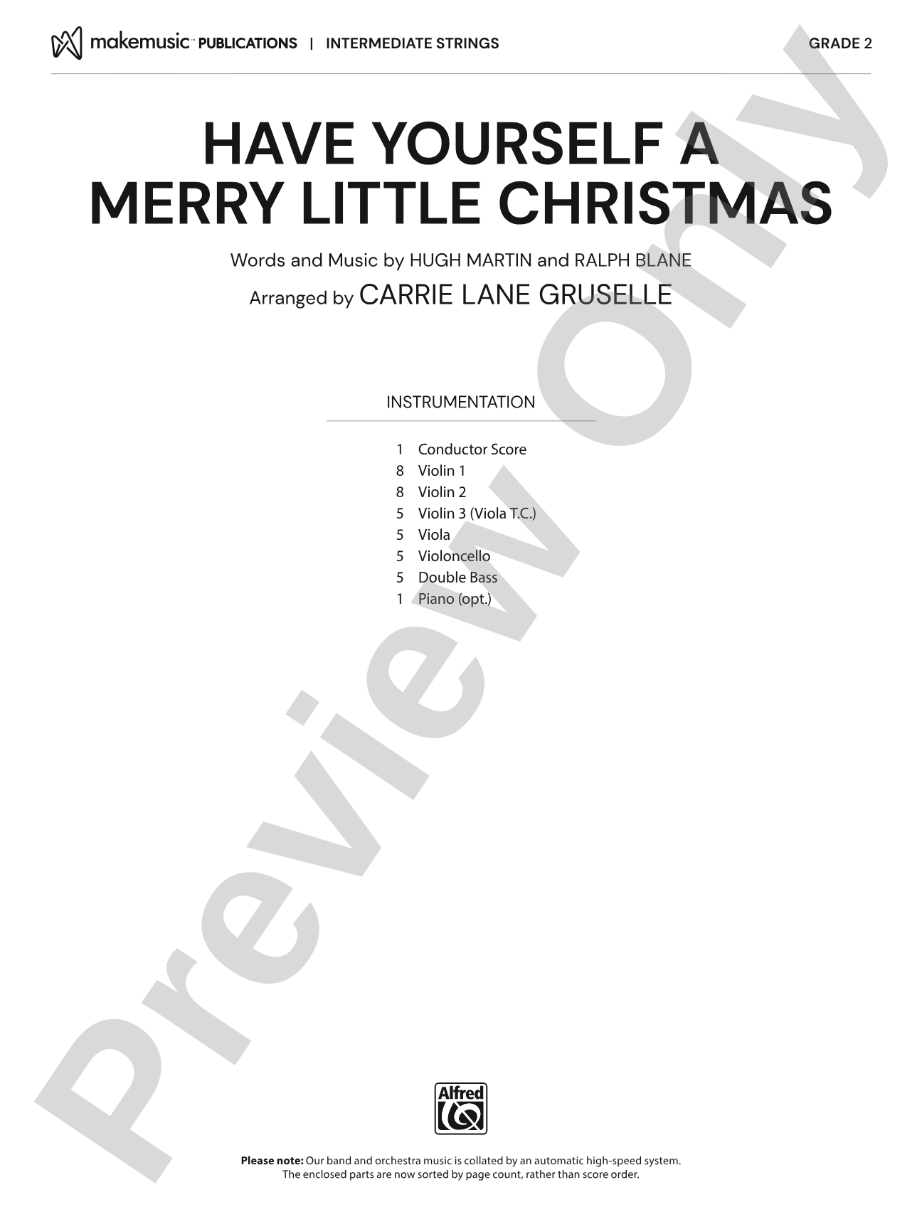 Have Yourself a Merry Little Christmas: String Orchestra Conductor Score & Parts