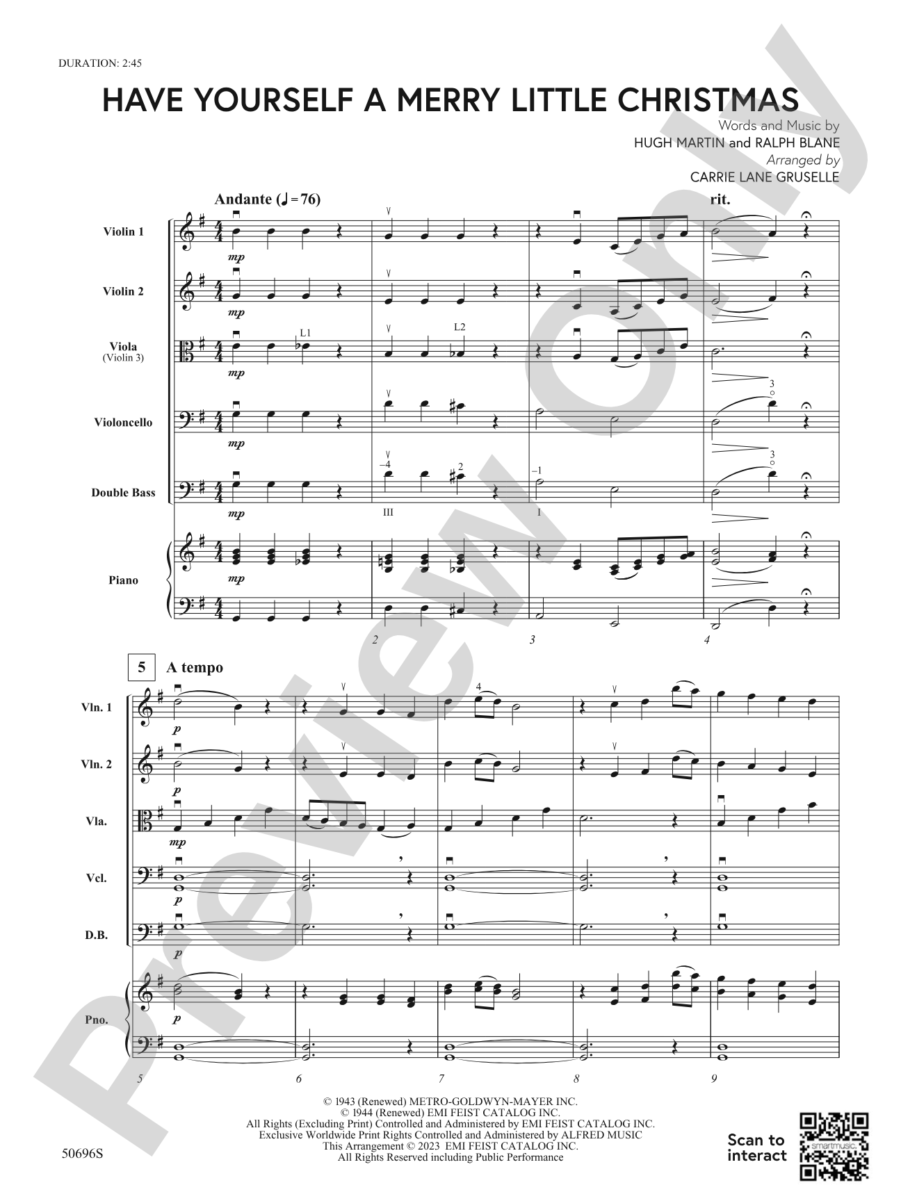 Have Yourself a Merry Little Christmas: String Orchestra Conductor Score & Parts