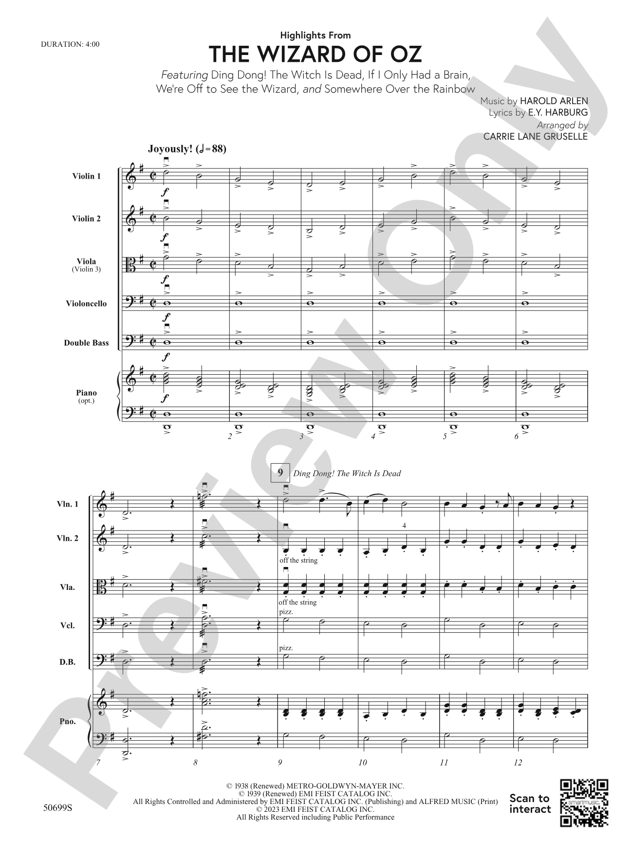 Highlights from The Wizard of Oz: String Orchestra Conductor Score & Parts