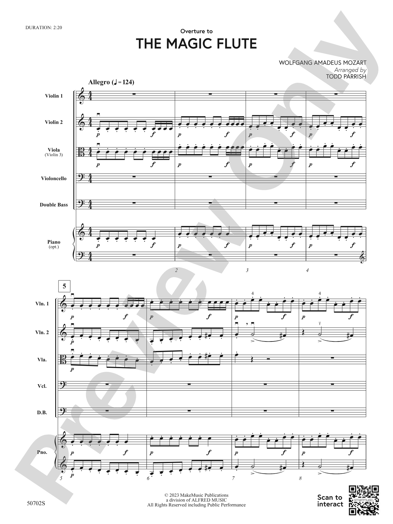 Overture to The Magic Flute: String Orchestra Conductor Score & Parts