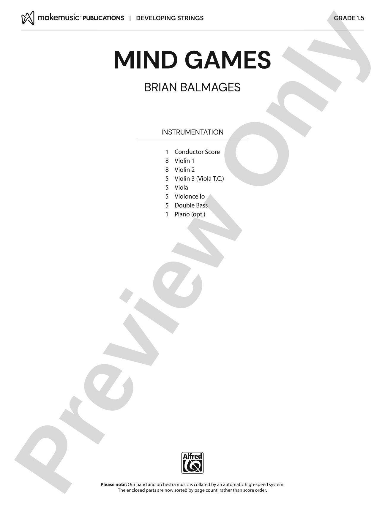 Mind Games: String Orchestra Conductor Score & Parts