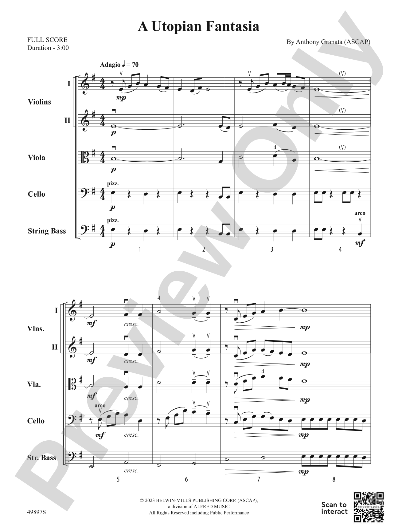 A Utopian Fantasia: String Orchestra Conductor Score & Parts