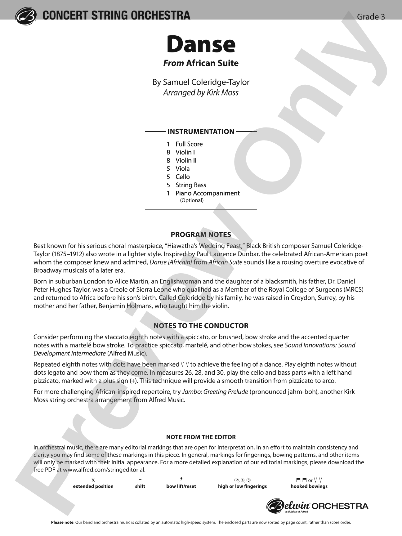 Danse: String Orchestra Conductor Score & Parts
