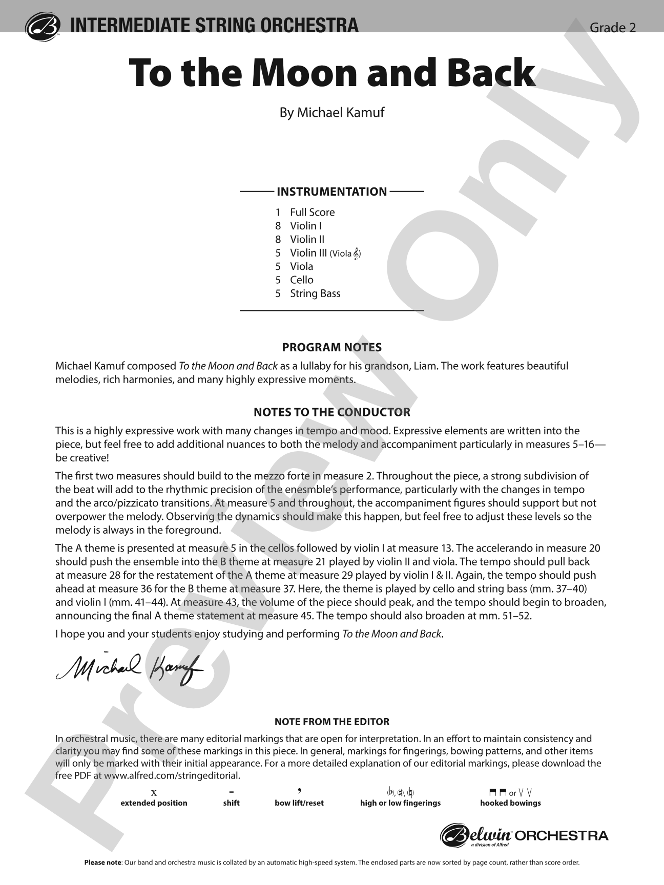 To the Moon and Back: String Orchestra Conductor Score & Parts