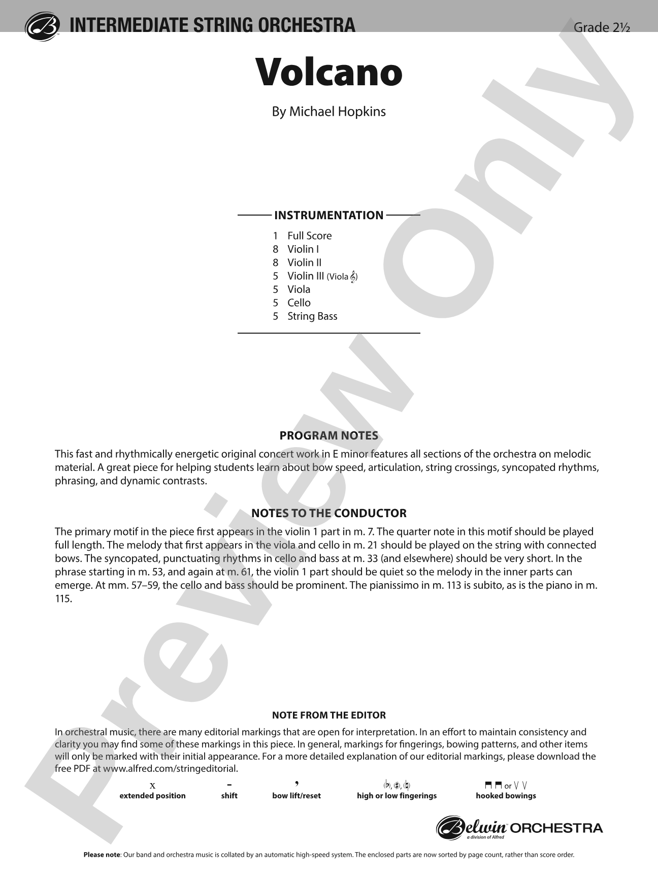 Volcano: String Orchestra Conductor Score & Parts