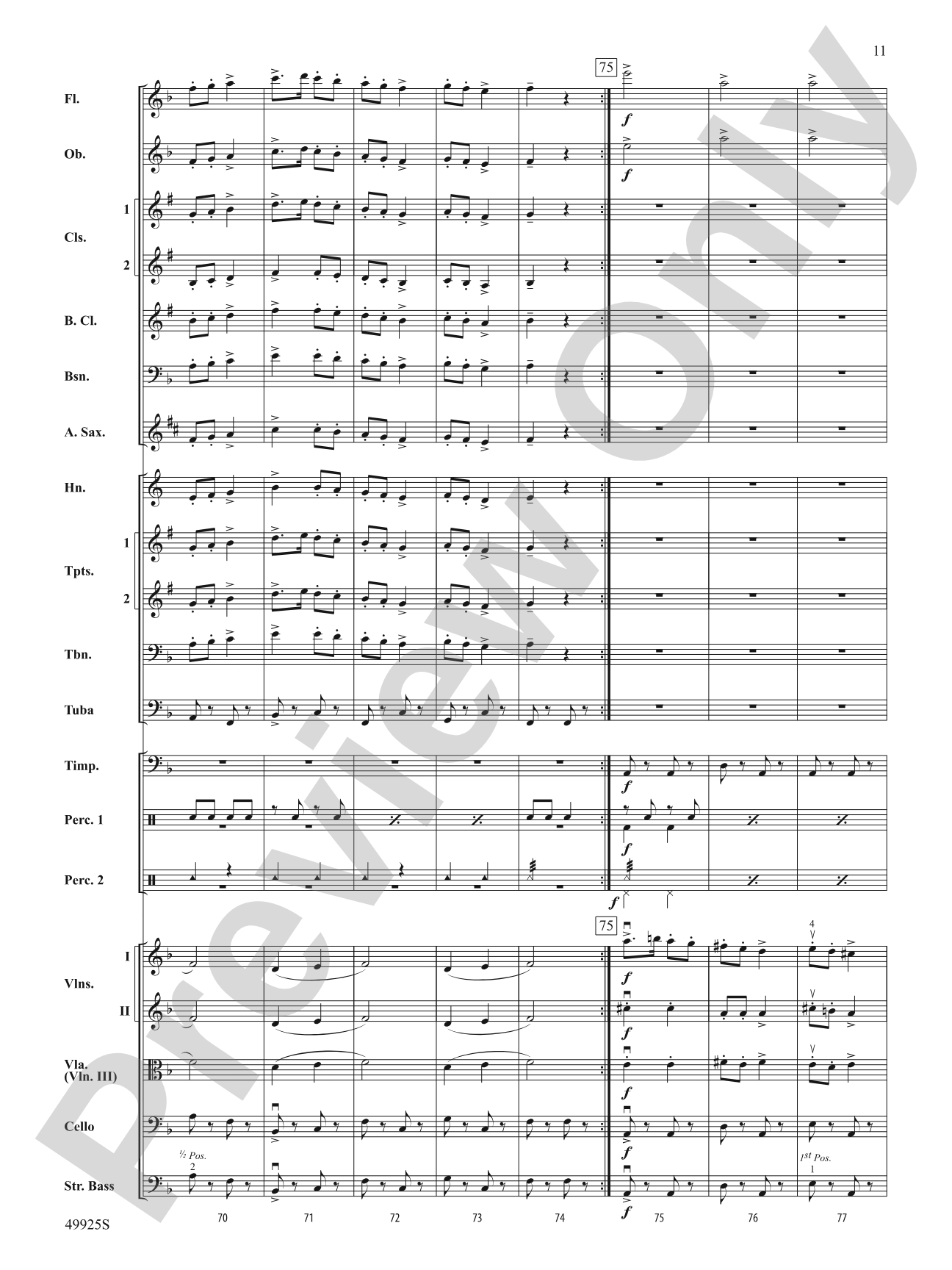 Slavonic Dance No. 7: Full Orchestra Conductor Score & Parts