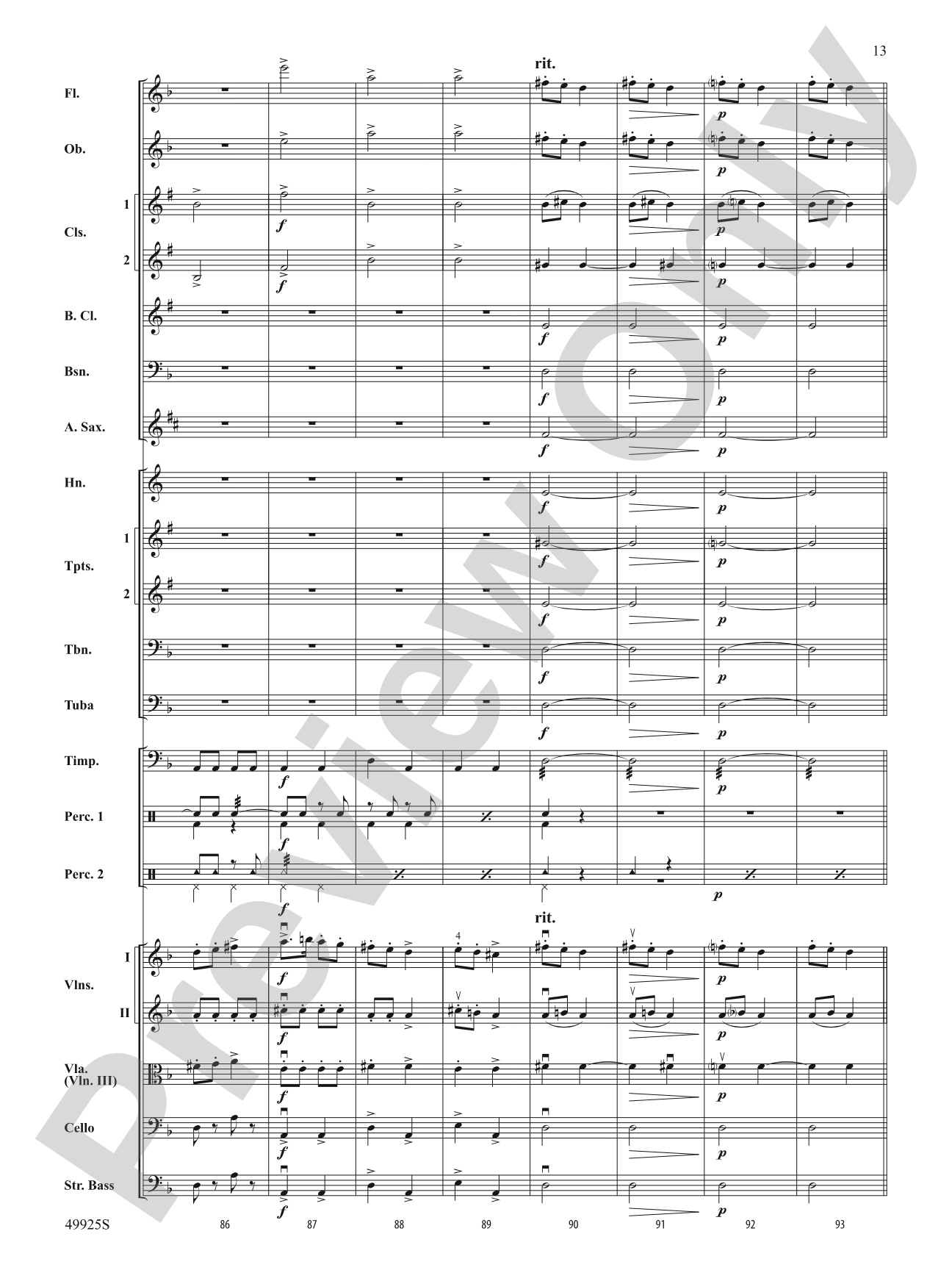 Slavonic Dance No. 7: Full Orchestra Conductor Score & Parts