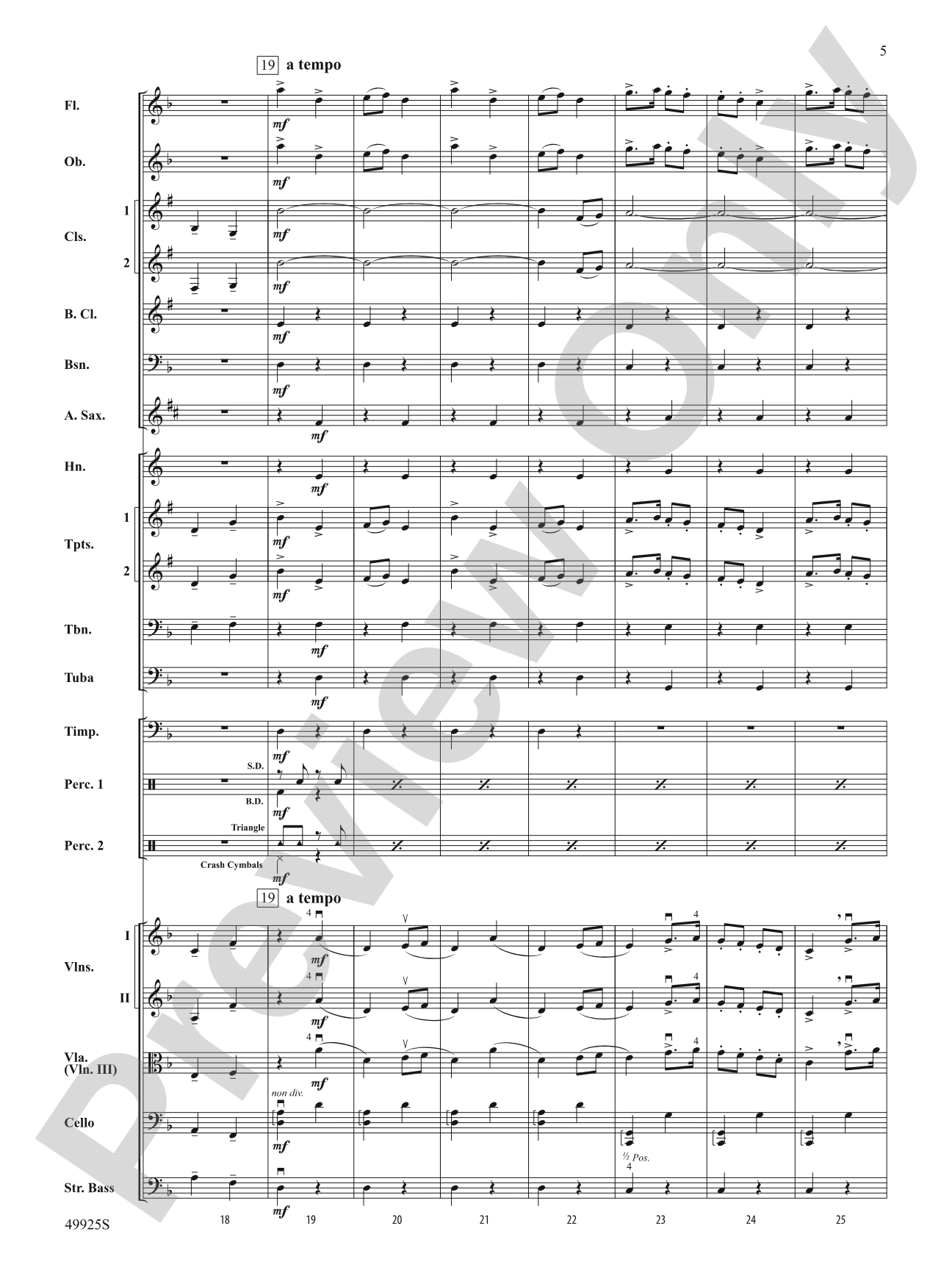 Slavonic Dance No. 7: Full Orchestra Conductor Score & Parts