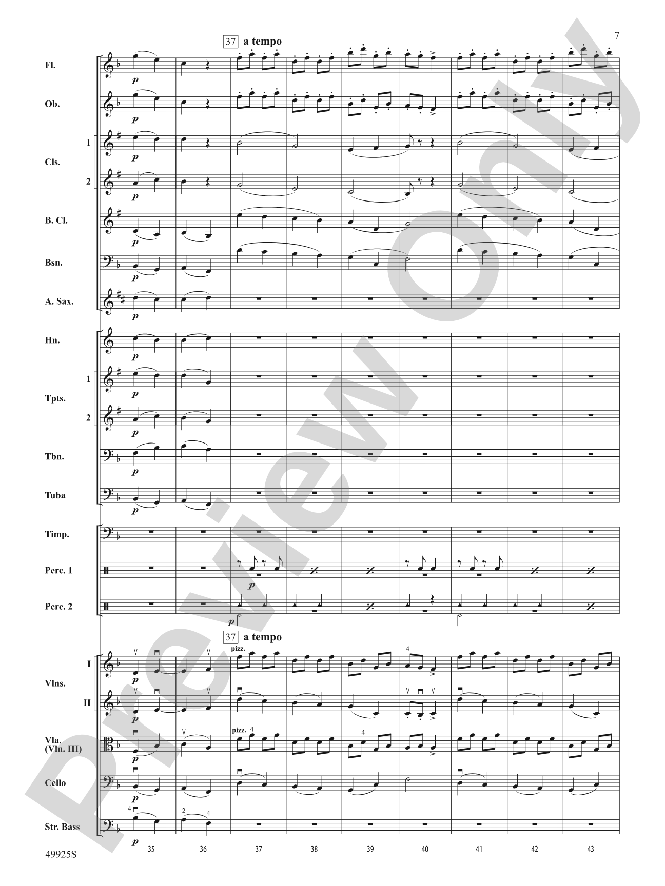 Slavonic Dance No. 7: Full Orchestra Conductor Score & Parts
