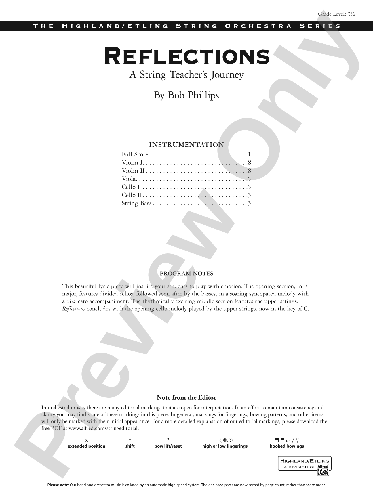 Reflections: String Orchestra Conductor Score & Parts