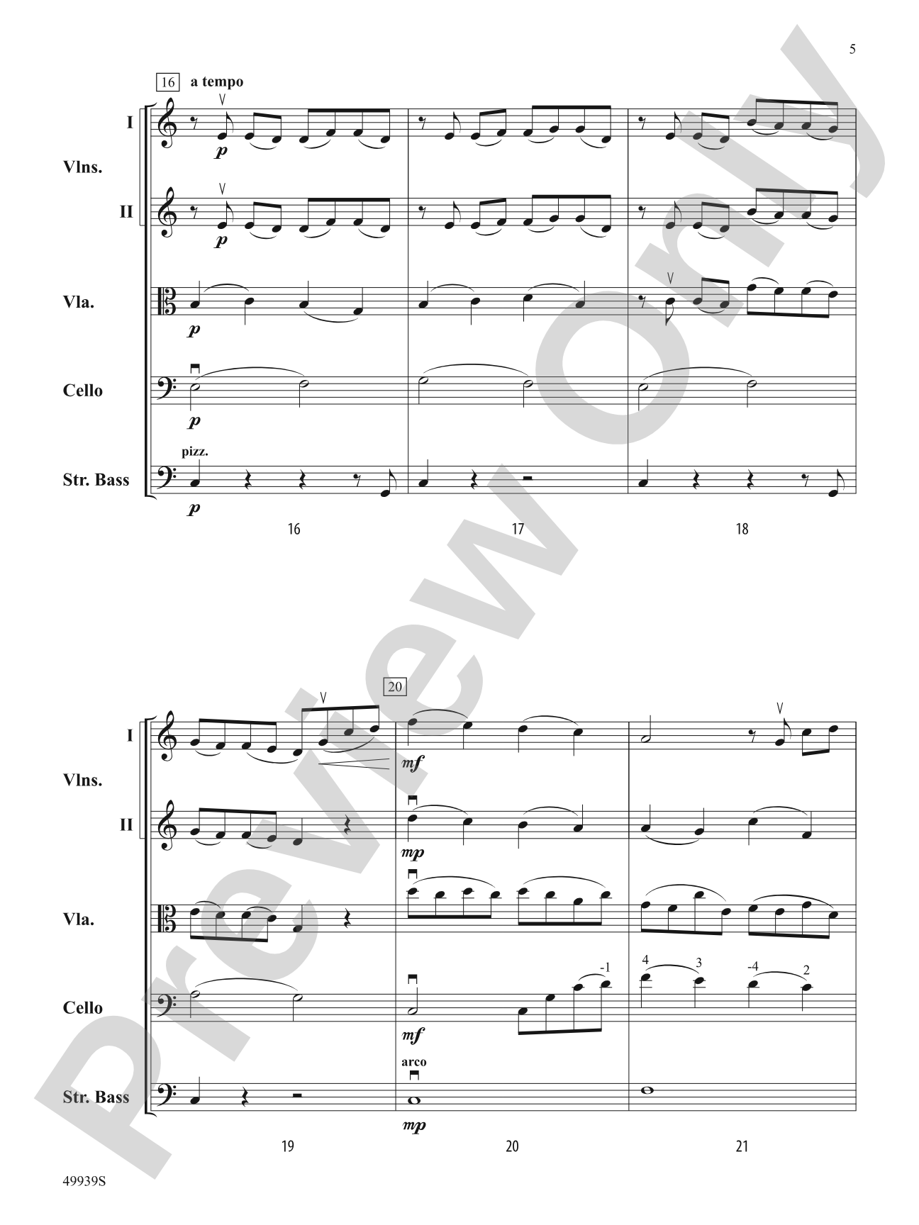 A Tender Moment in Time: String Orchestra Conductor Score & Parts
