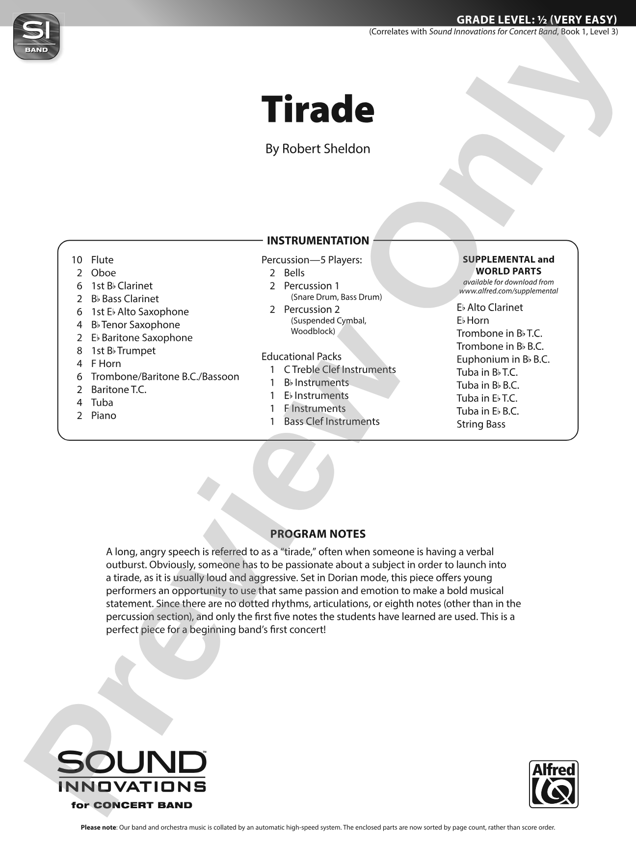 Tirade: Concert Band Conductor Score & Parts