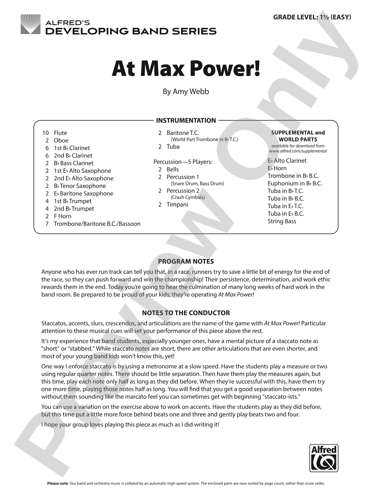 At Max Power!: Concert Band Conductor Score & Parts