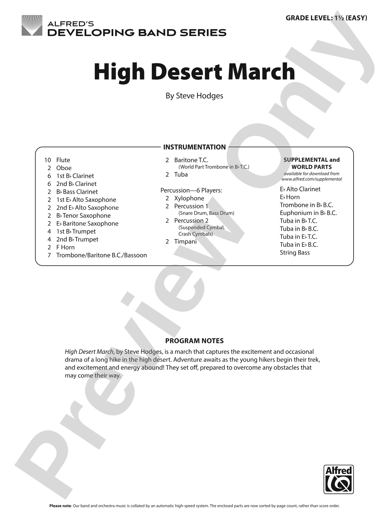 High Desert March: Score