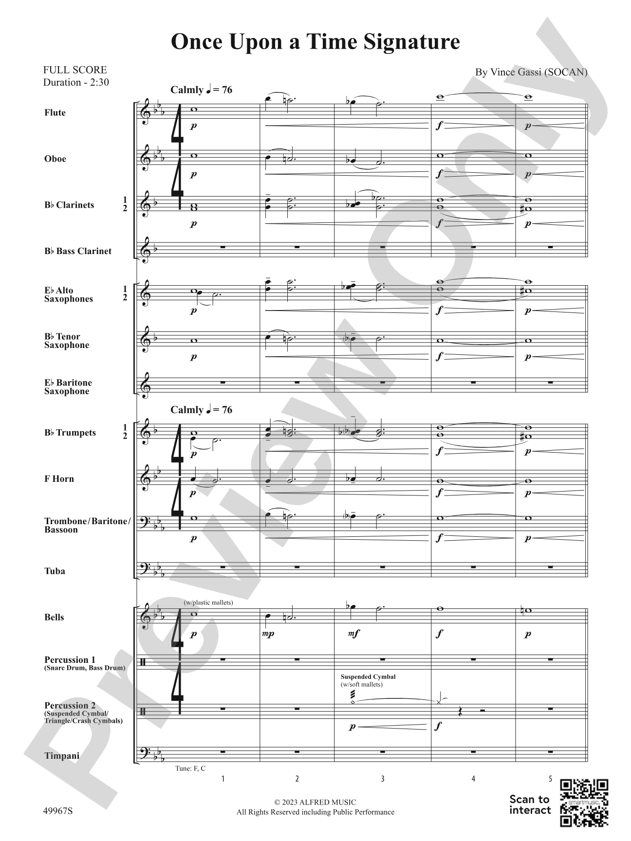 Once Upon a Time Signature: Concert Band Conductor Score & Parts