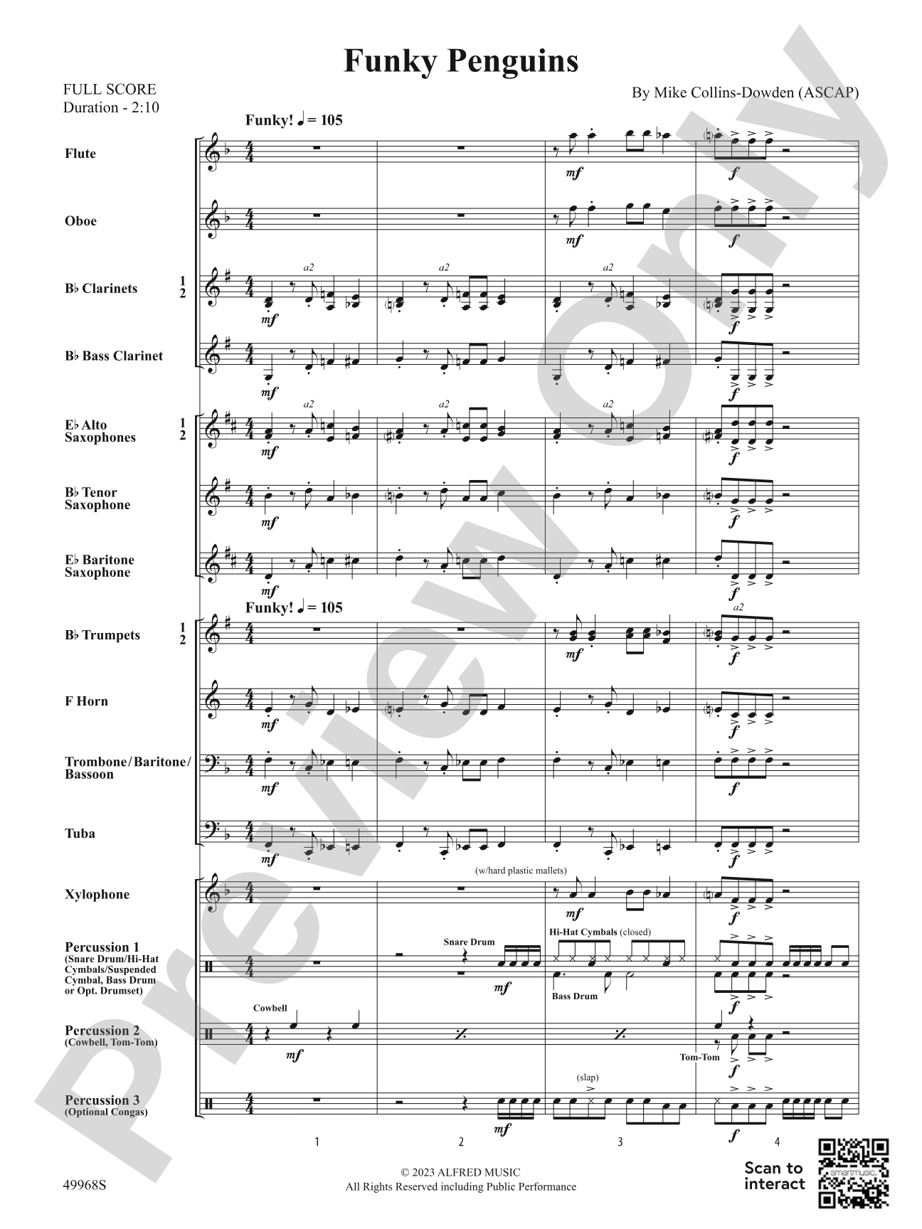 Funky Penguins: Concert Band Conductor Score & Parts