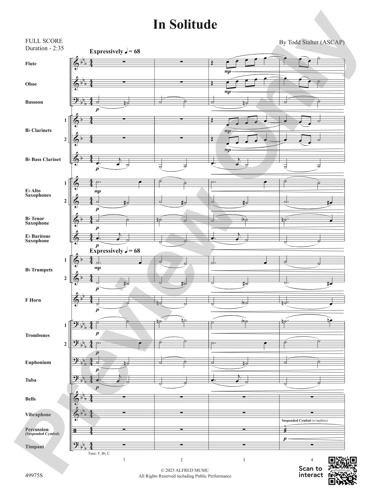 In Solitude: Concert Band Conductor Score & Parts