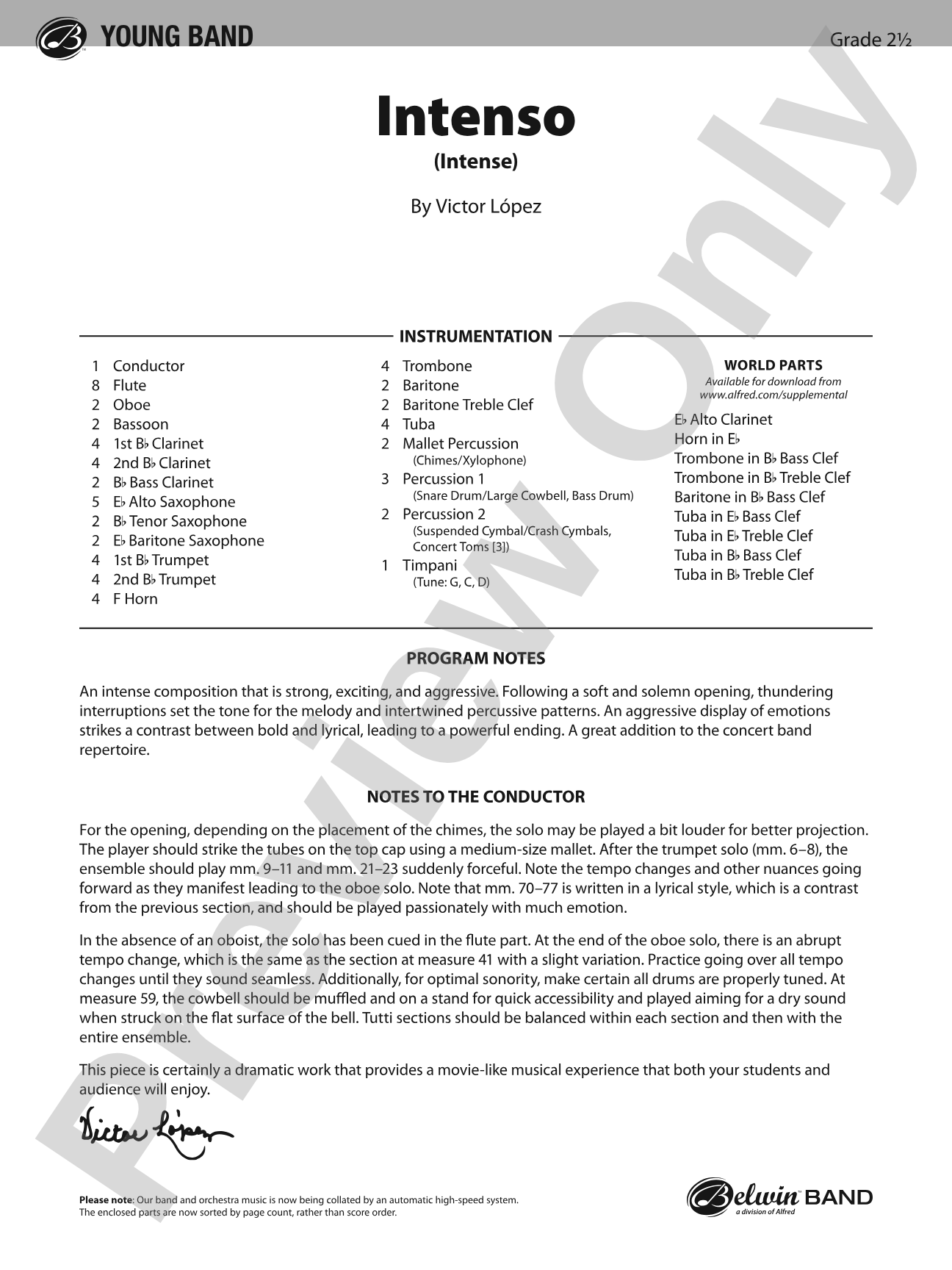 Intenso: Concert Band Conductor Score & Parts