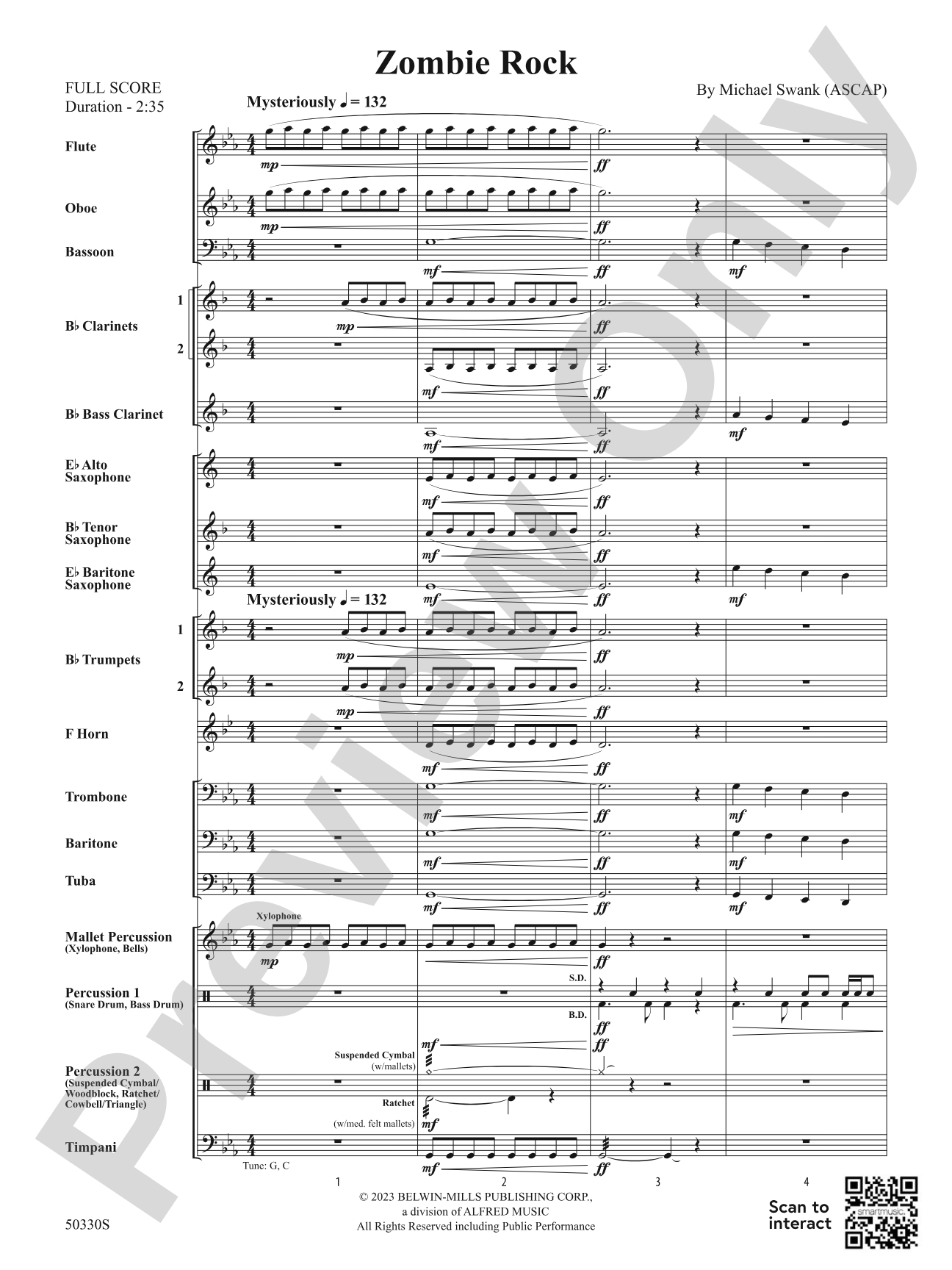 Zombie Rock: Concert Band Conductor Score & Parts