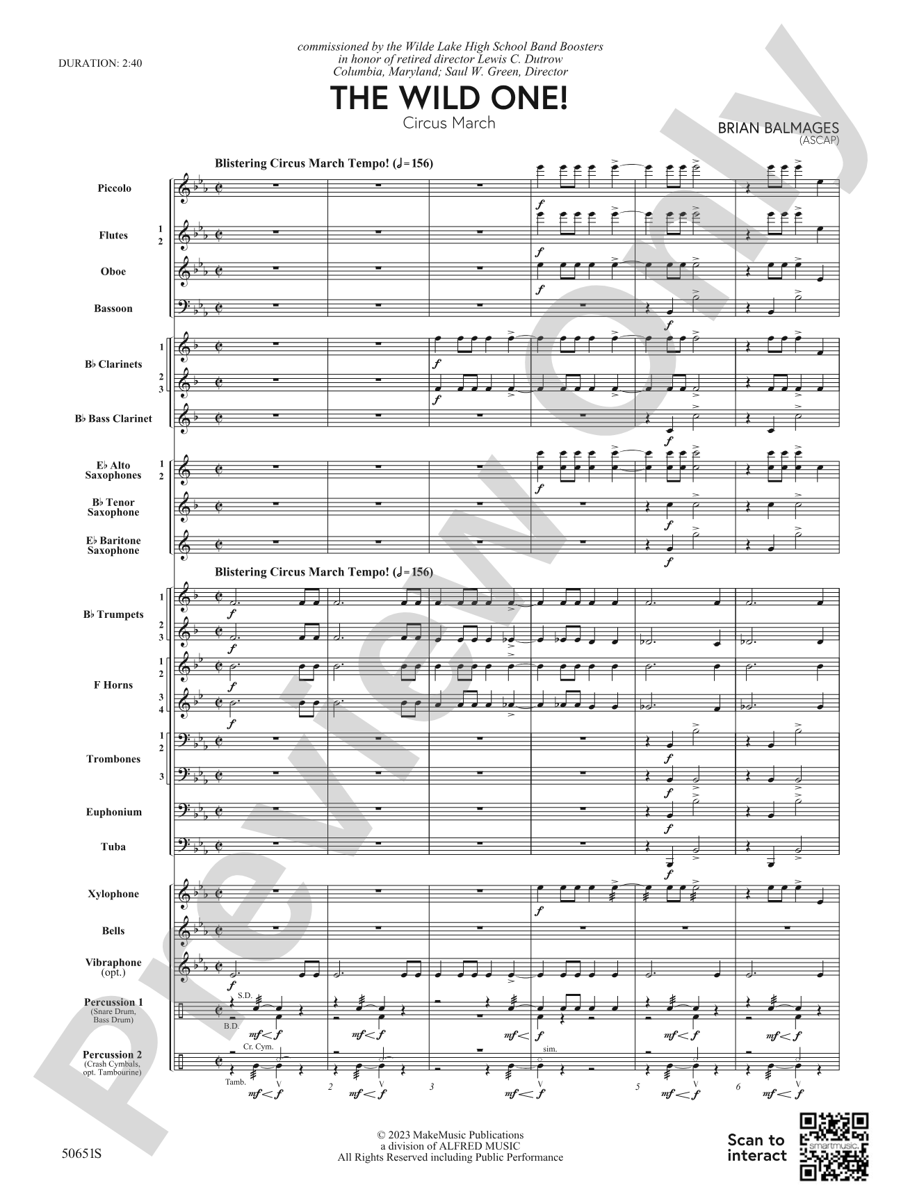 The Wild One!: Concert Band Conductor Score & Parts