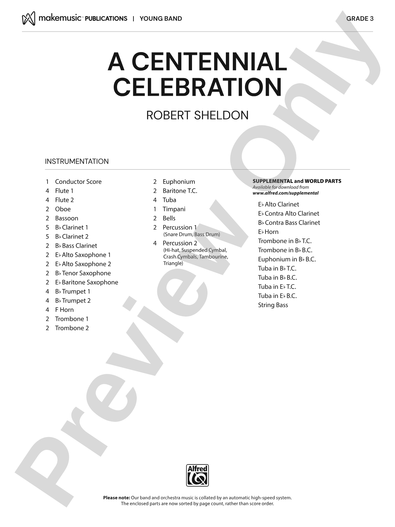 A Centennial Celebration: Concert Band Conductor Score & Parts