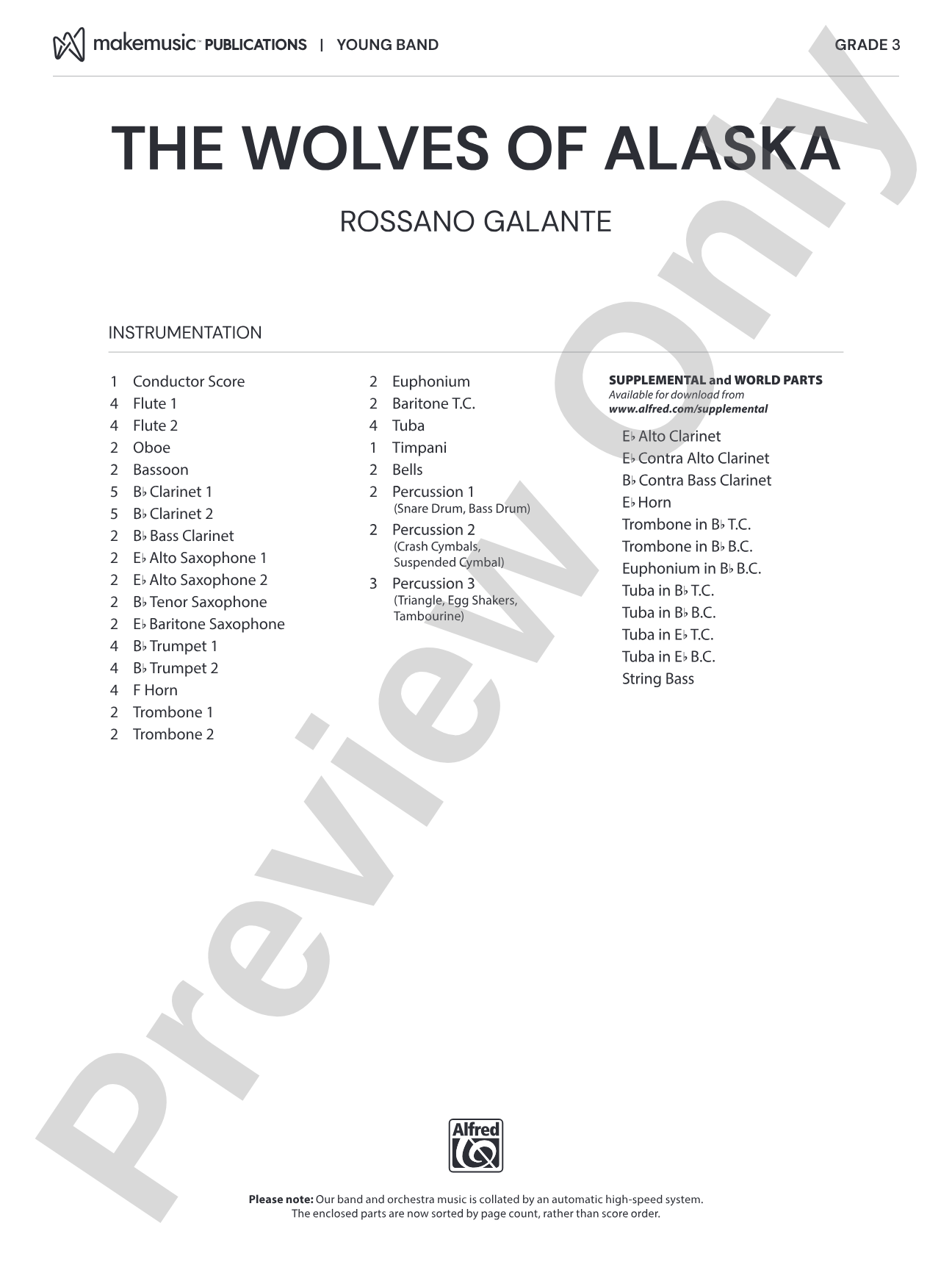 The Wolves of Alaska: Concert Band Conductor Score & Parts