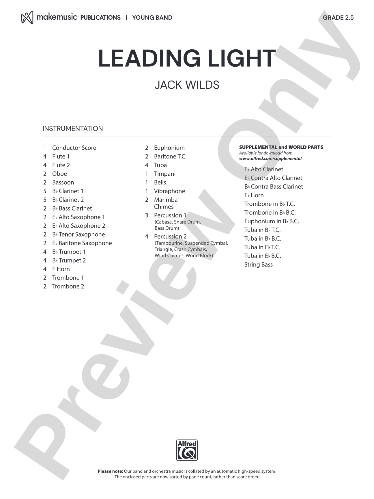 Leading Light: Concert Band Conductor Score & Parts