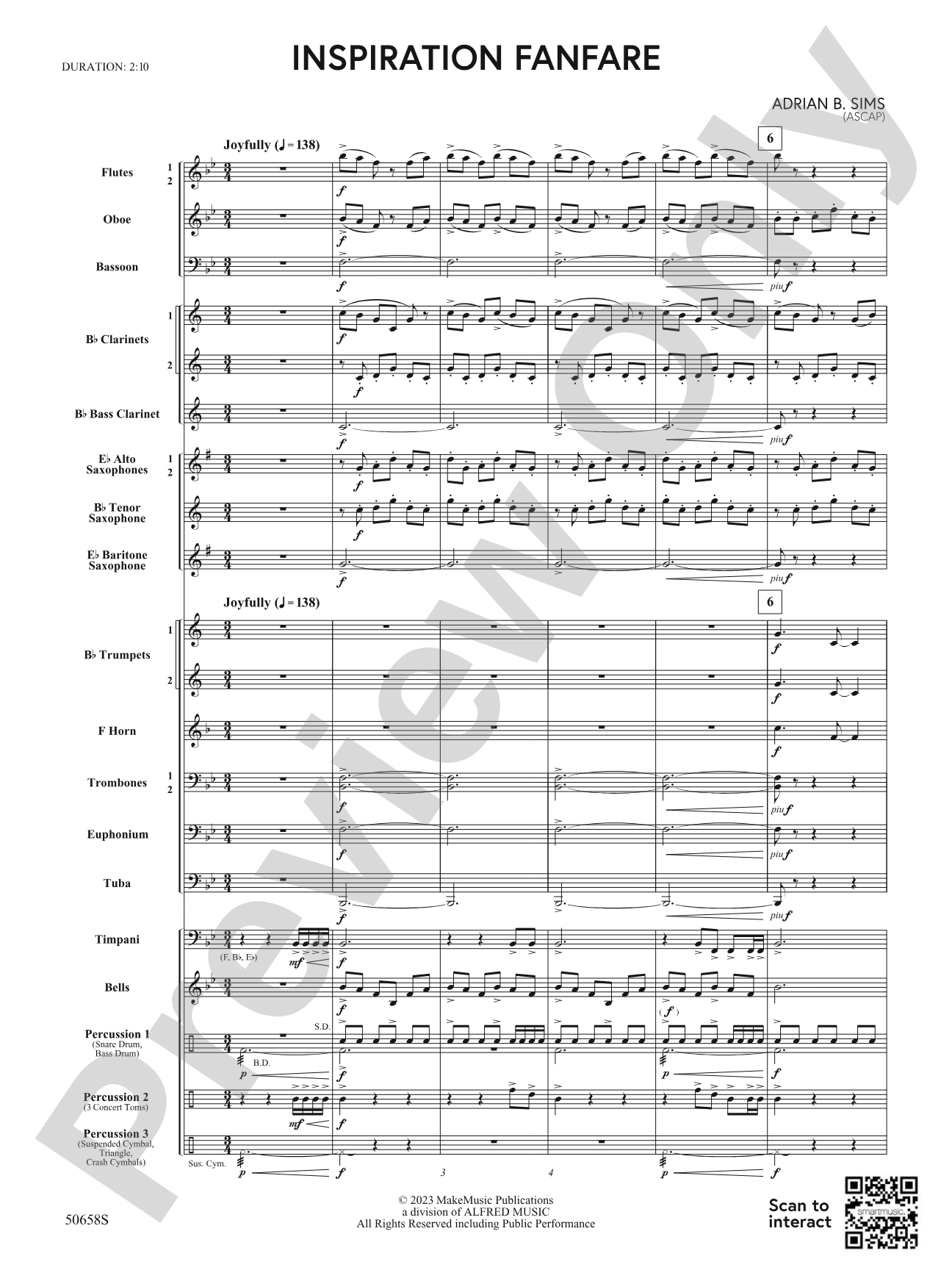 Inspiration Fanfare: Concert Band Conductor Score & Parts