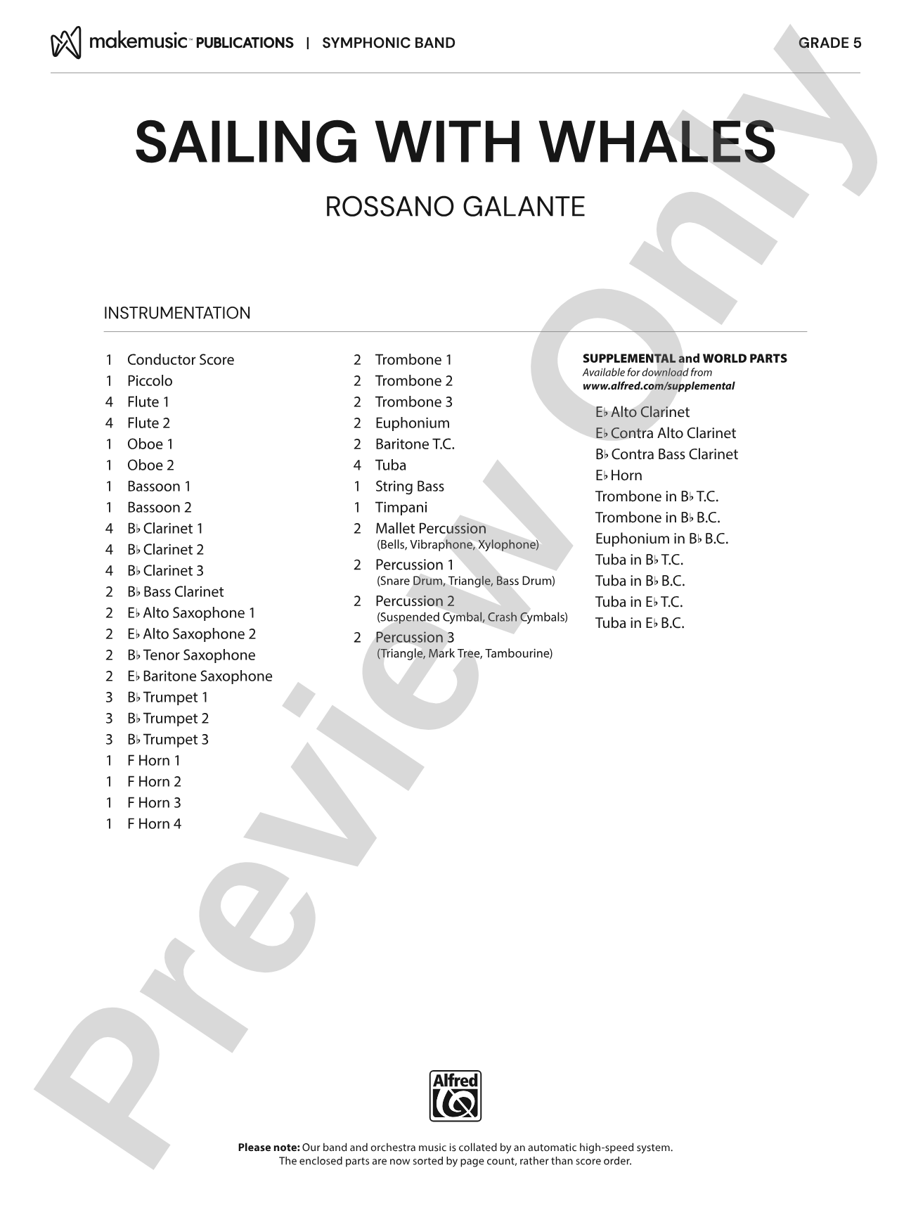 Sailing with Whales: Concert Band Conductor Score & Parts