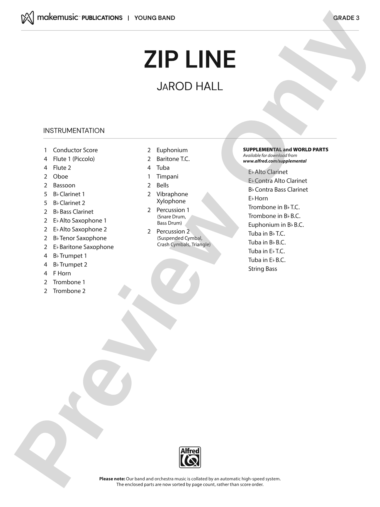 Zip Line: Concert Band Conductor Score & Parts