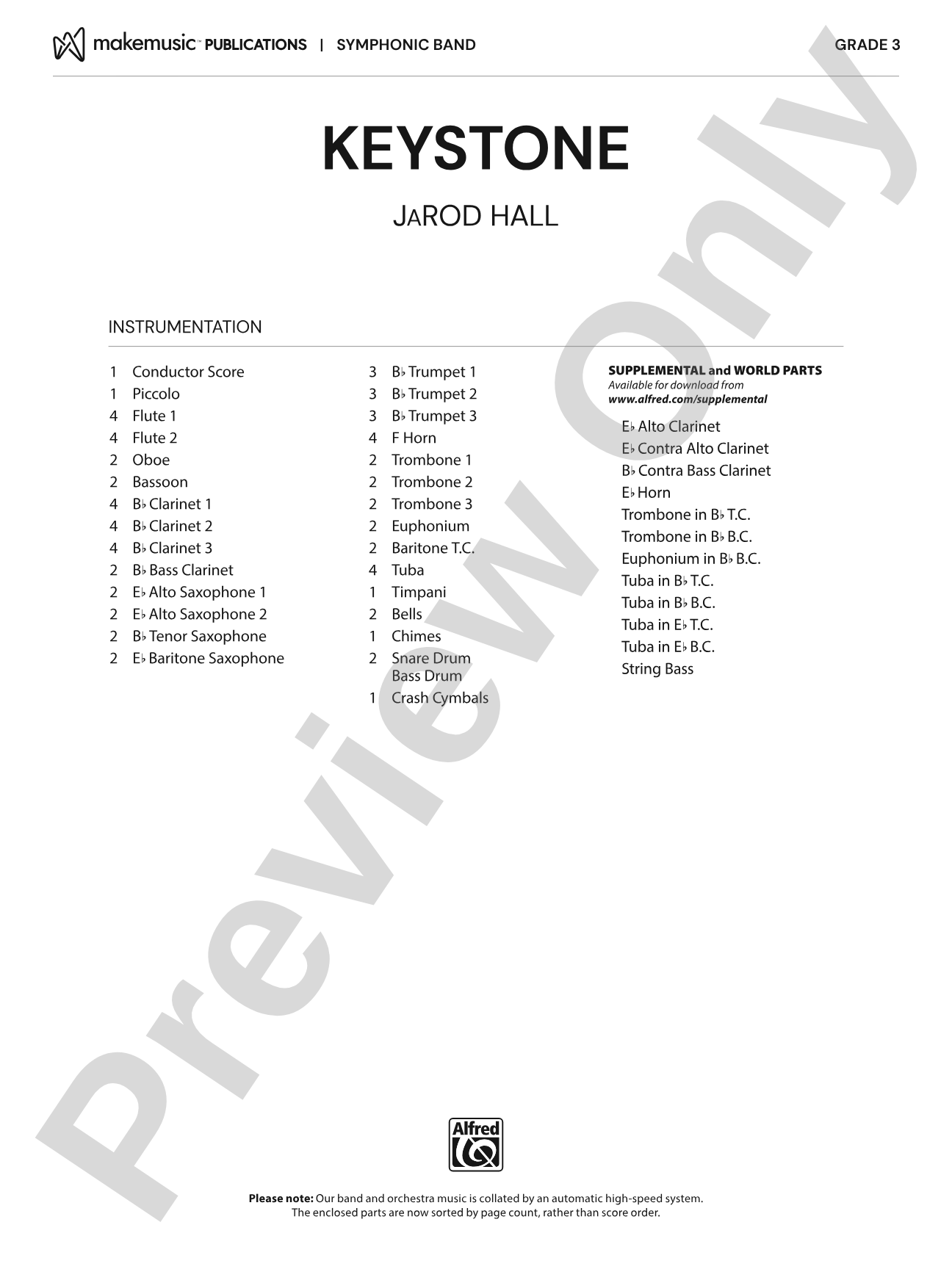 Keystone: Concert Band Conductor Score & Parts