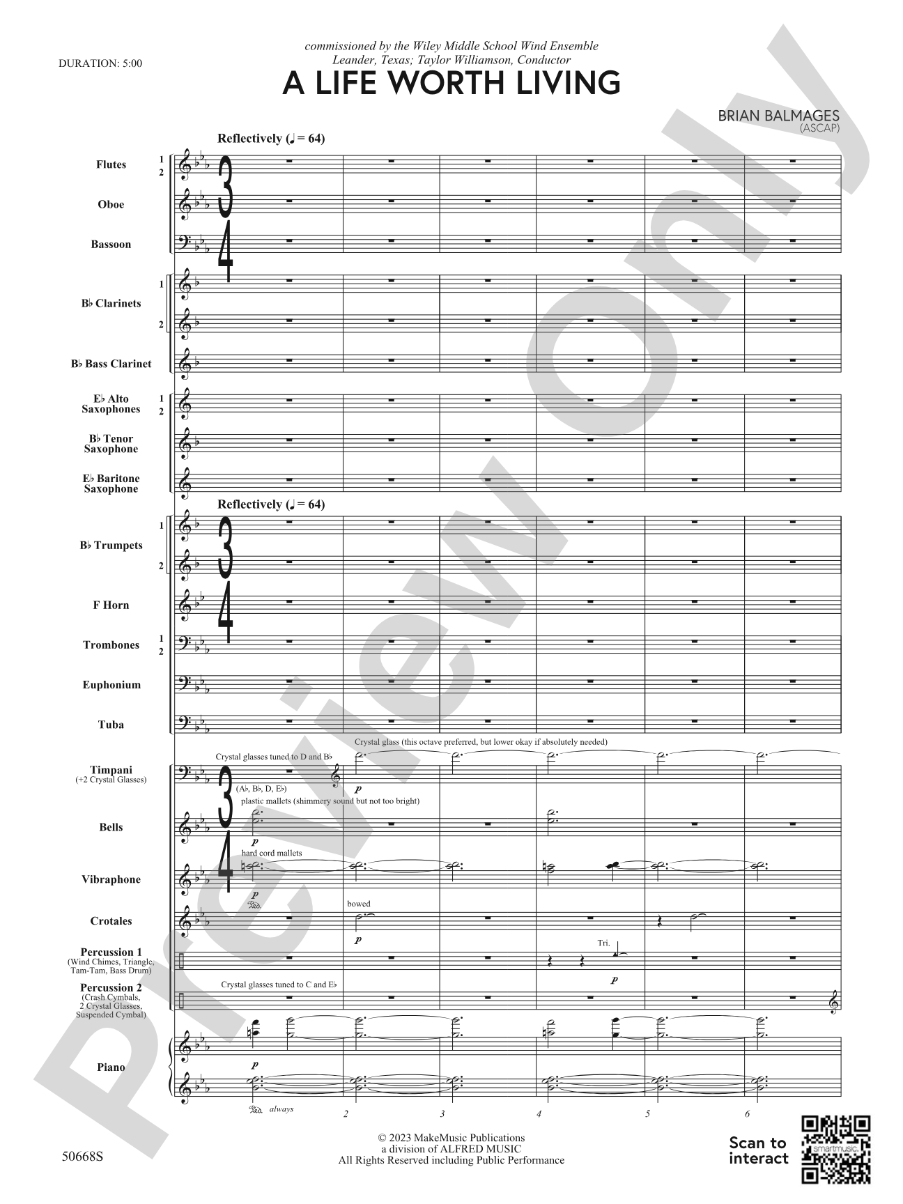 A Life Worth Living: Concert Band Conductor Score & Parts