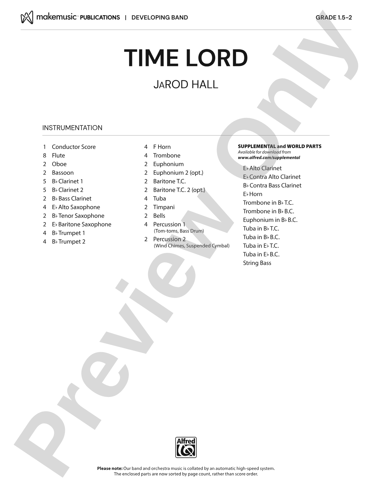 Time Lord: Concert Band Conductor Score & Parts