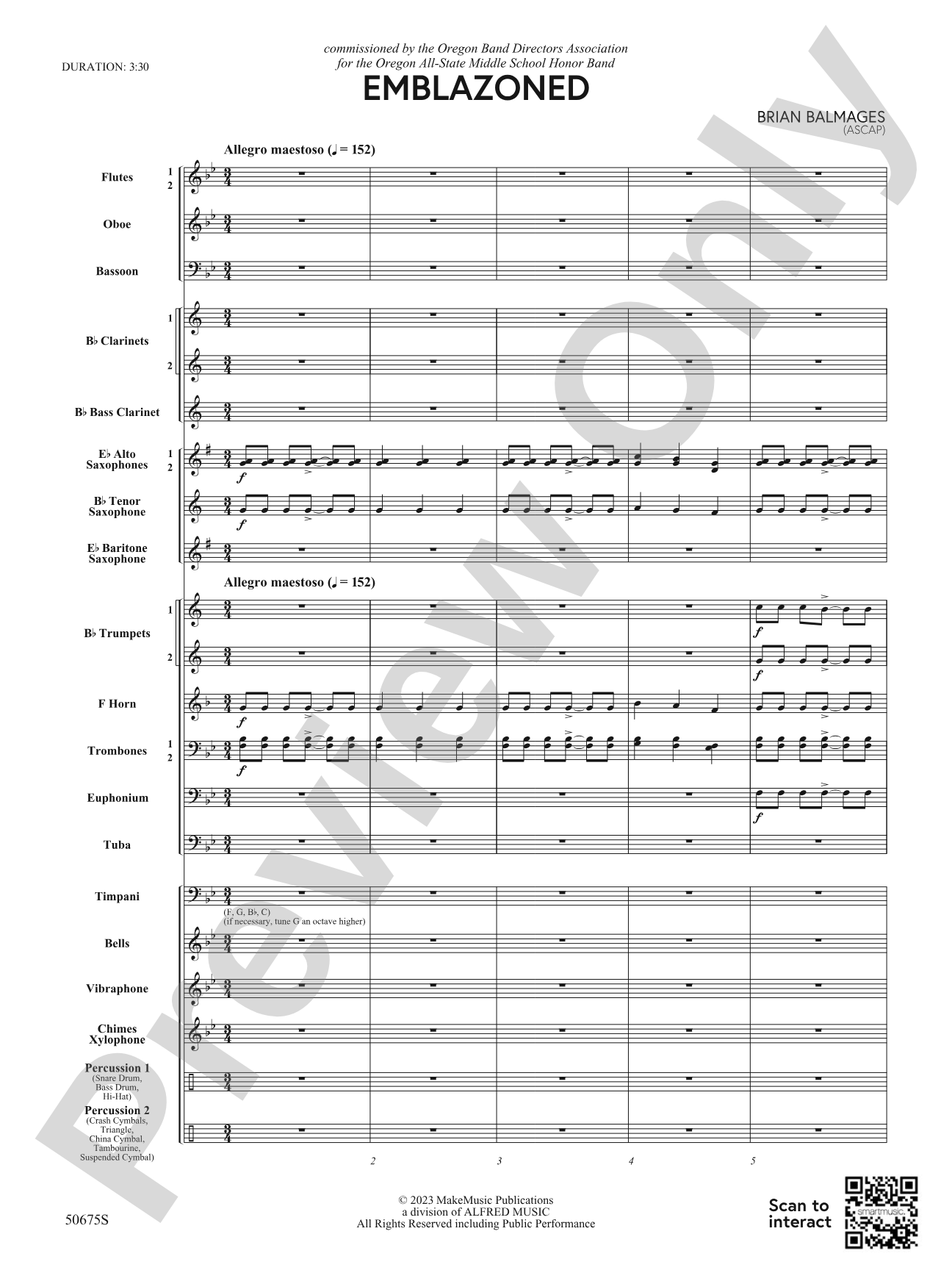 Emblazoned: Concert Band Conductor Score & Parts