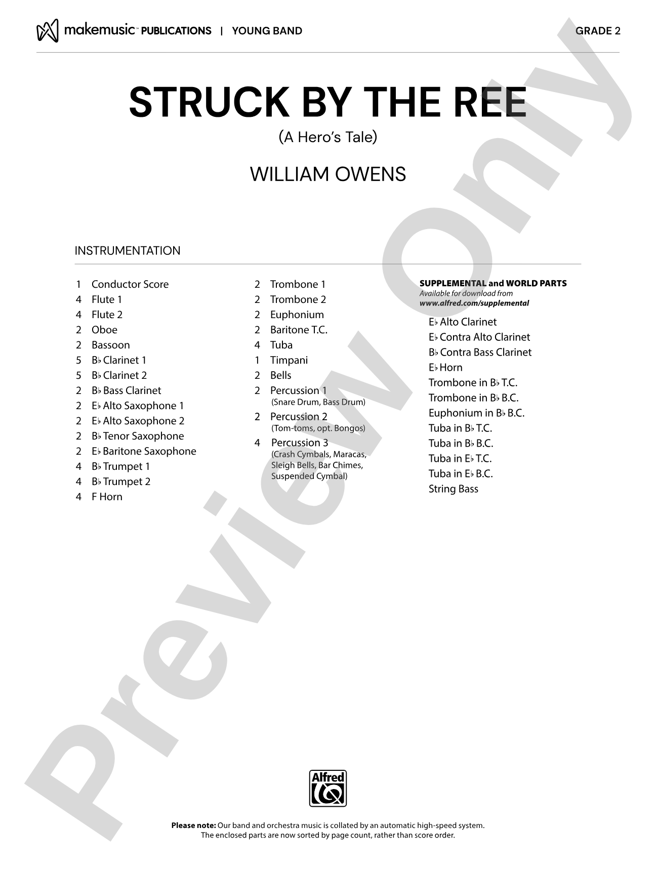 Struck by the Ree: Concert Band Conductor Score & Parts