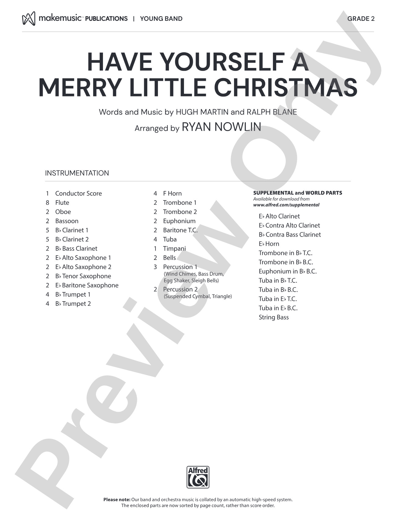 Have Yourself a Merry Little Christmas: Concert Band Conductor Score & Parts