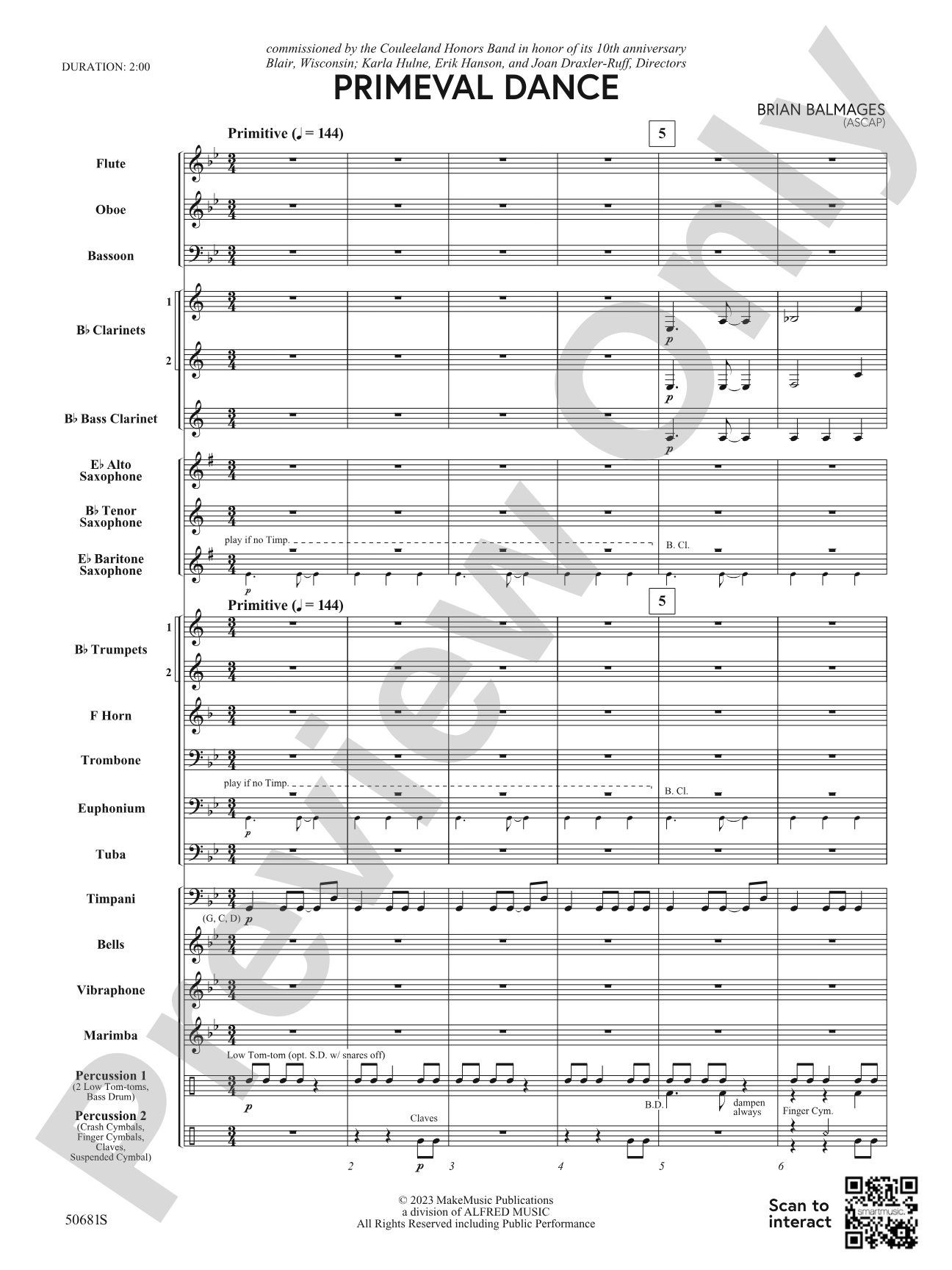 Primeval Dance: Concert Band Conductor Score & Parts