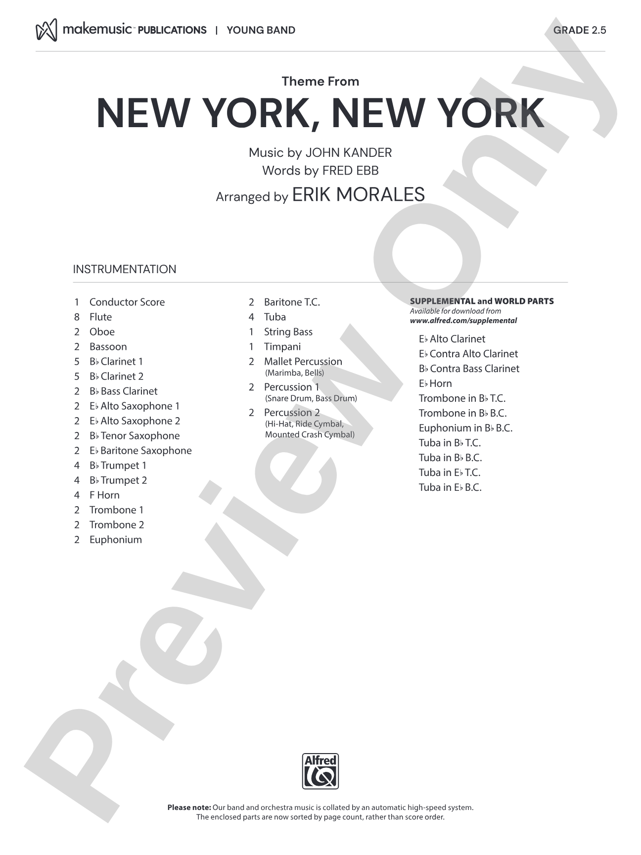 Theme from New York, New York: Score