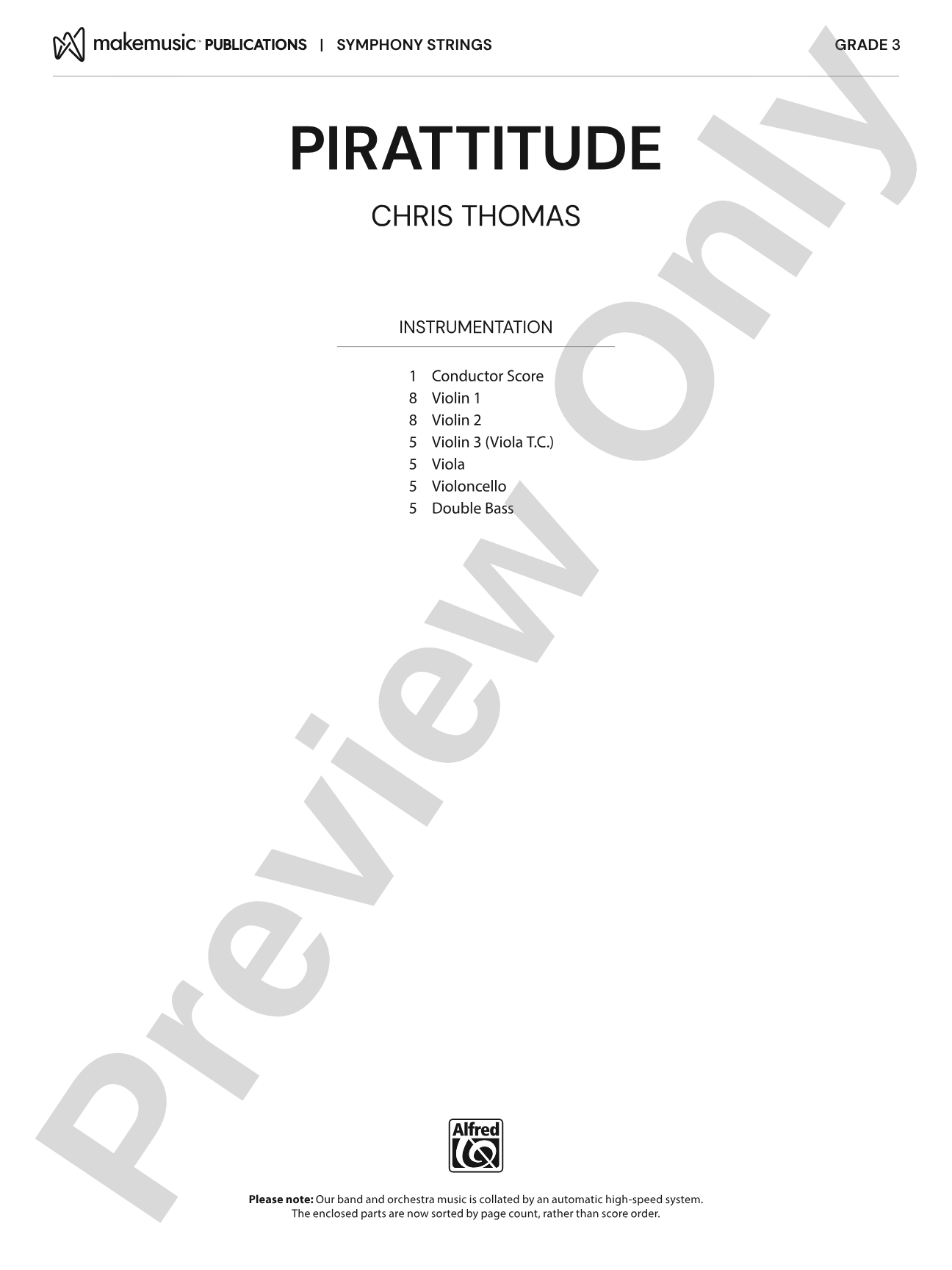Pirattitude: String Orchestra Conductor Score & Parts